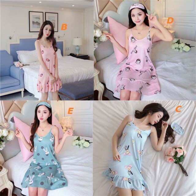 Đầm ngủ nữ tặng kèm bịt mắt big size đủ size m l xl 2xl 43-80kg