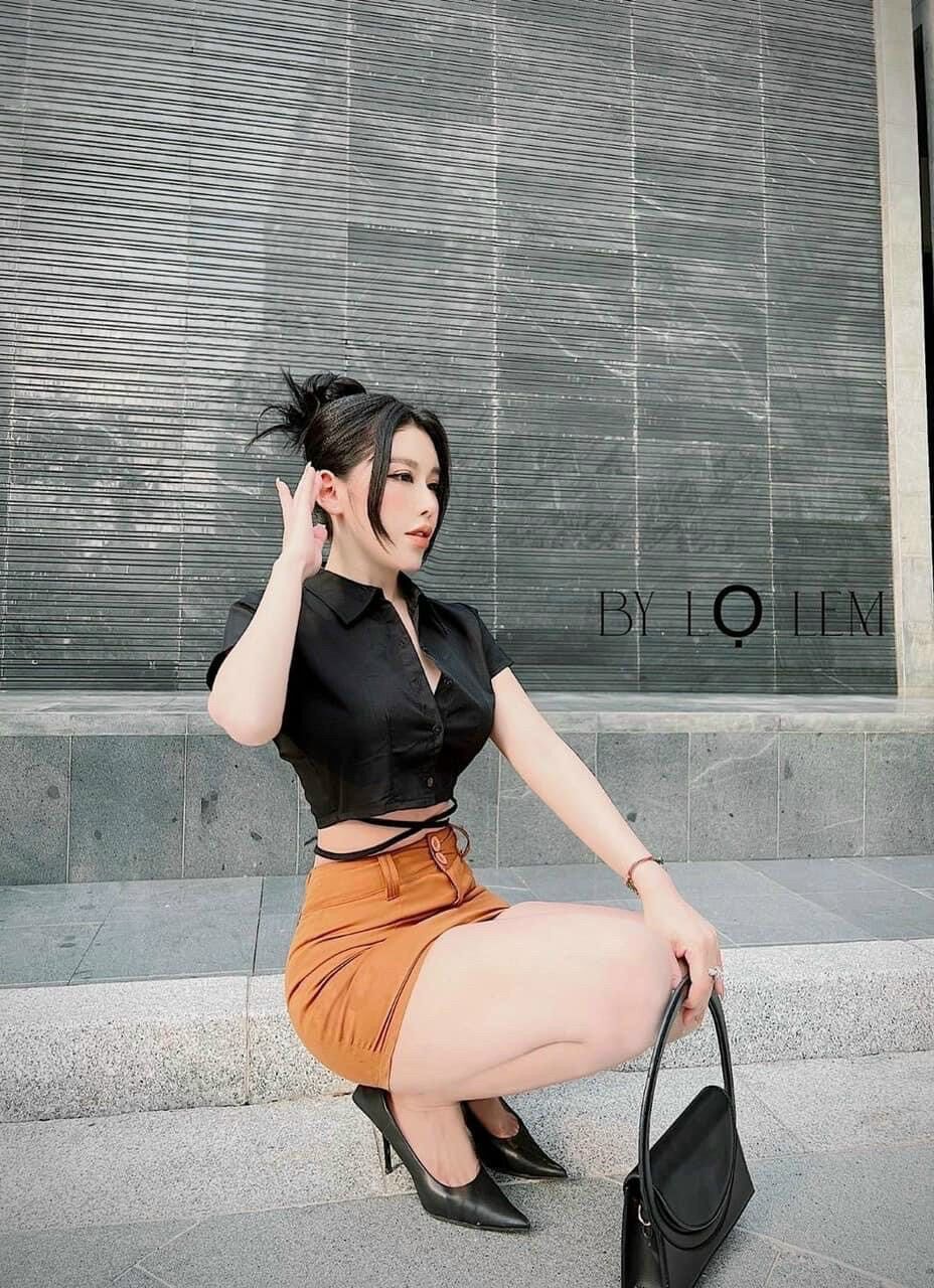 Áo croptop sơ mi quấn eo SM20