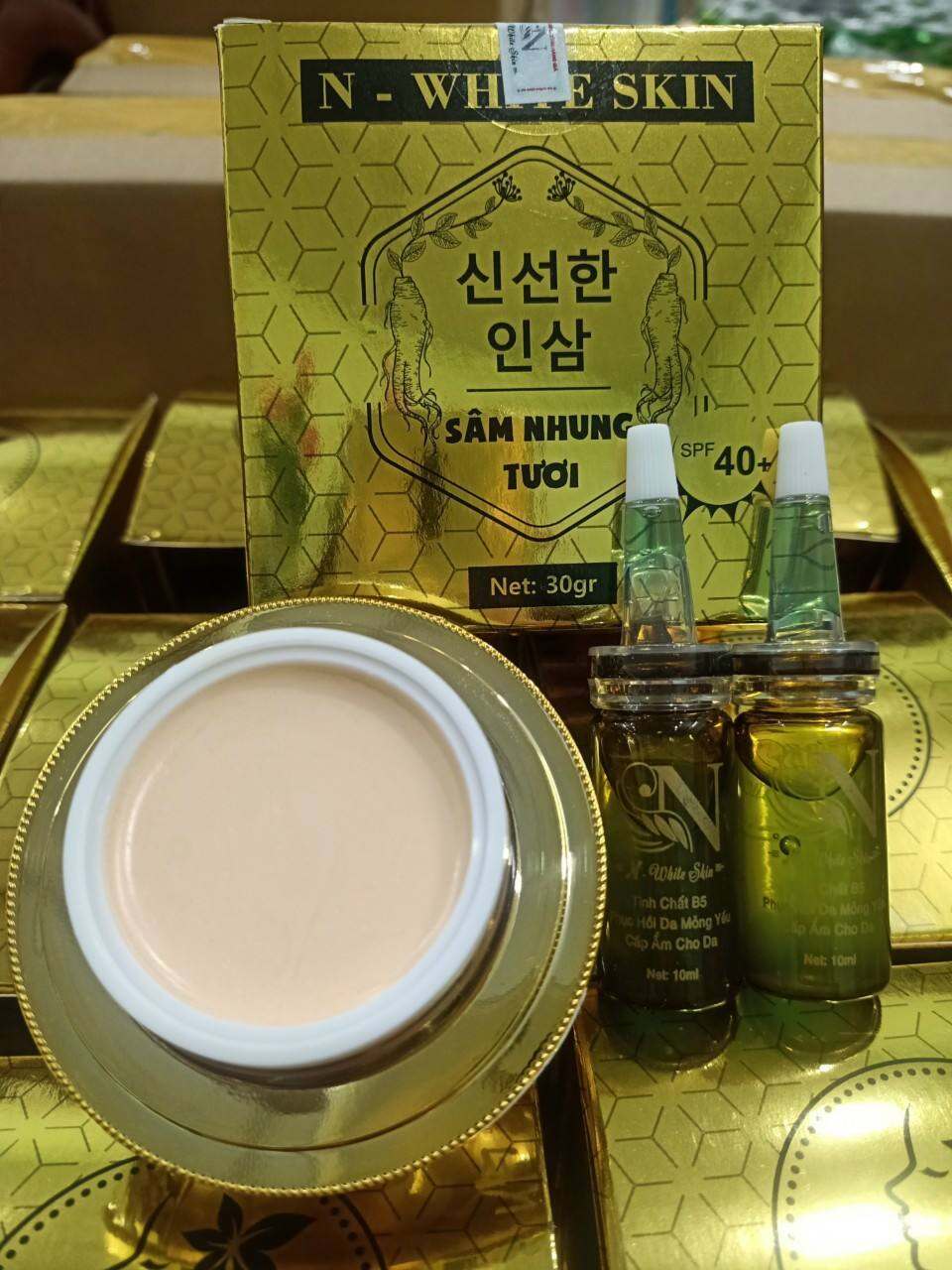 Kem sâm nhung tươi dưỡng trắng hồng da, tặng kèm quà và 2 chai serum