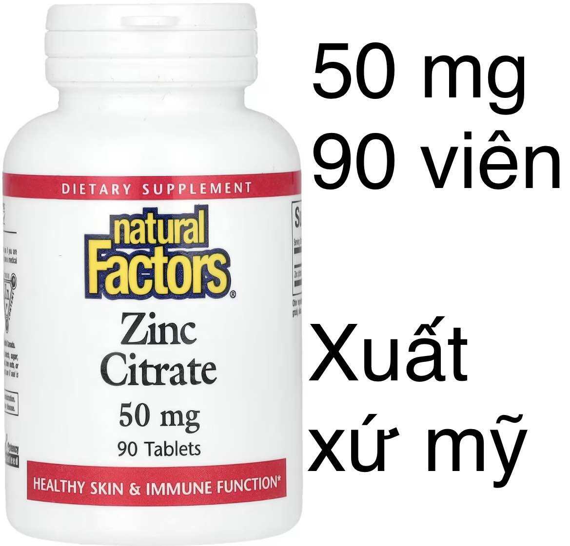 [MỸ] Viên Zinc Citrate 50mg natural Factors 90 viên ( kẽm )