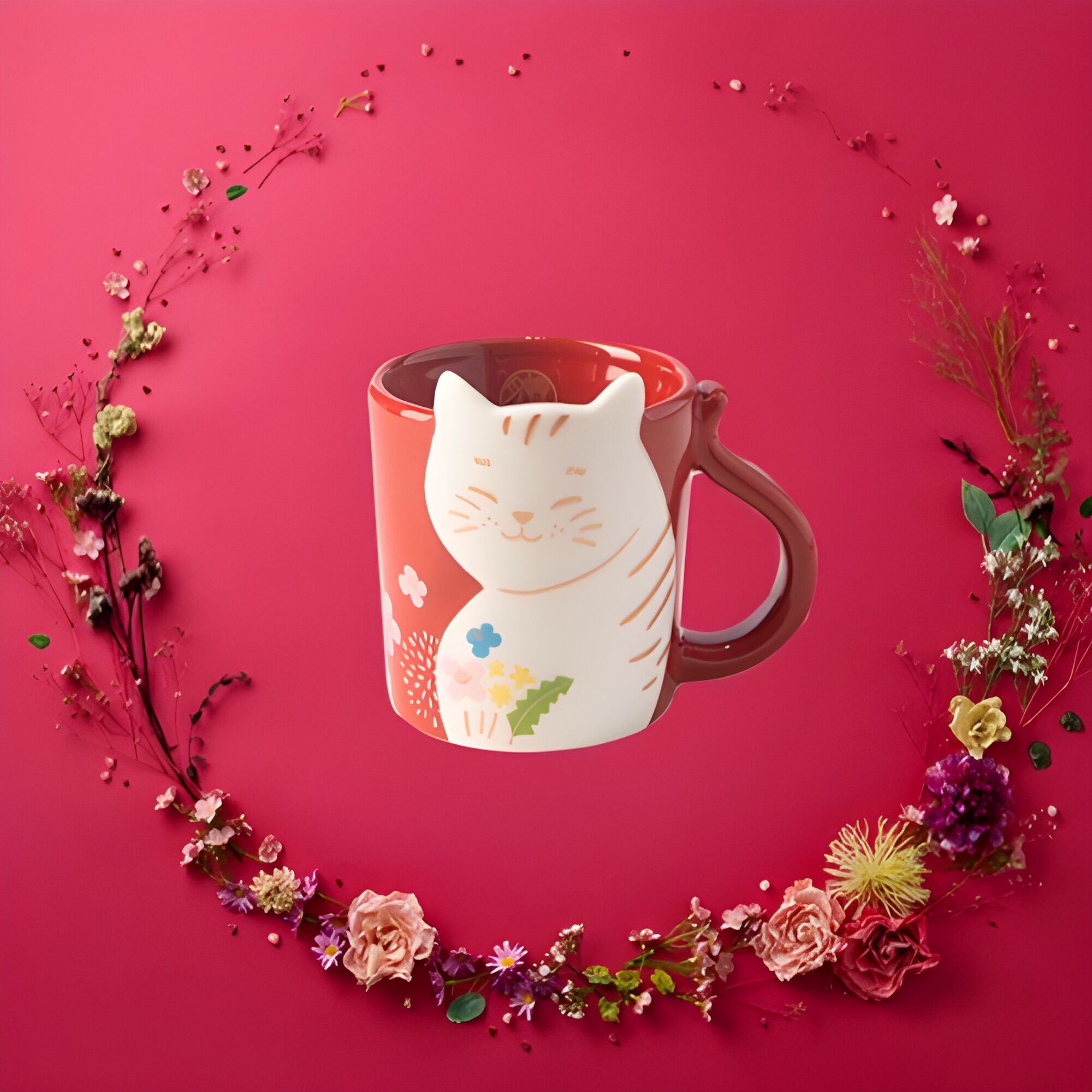 Cốc sứ mug starbucks năm con mèo 12oz - tặng kèm túi giấy starbucks chính hãng