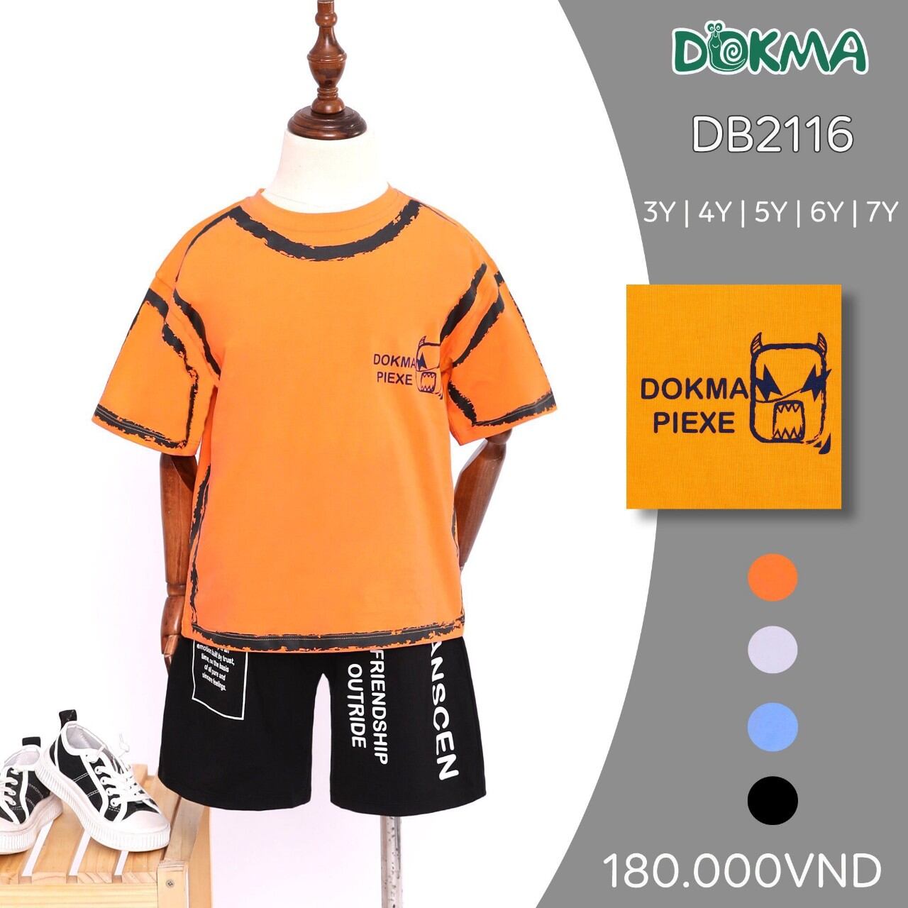 Bộ thể thao bé trai Dokma 3-7Y DB2116