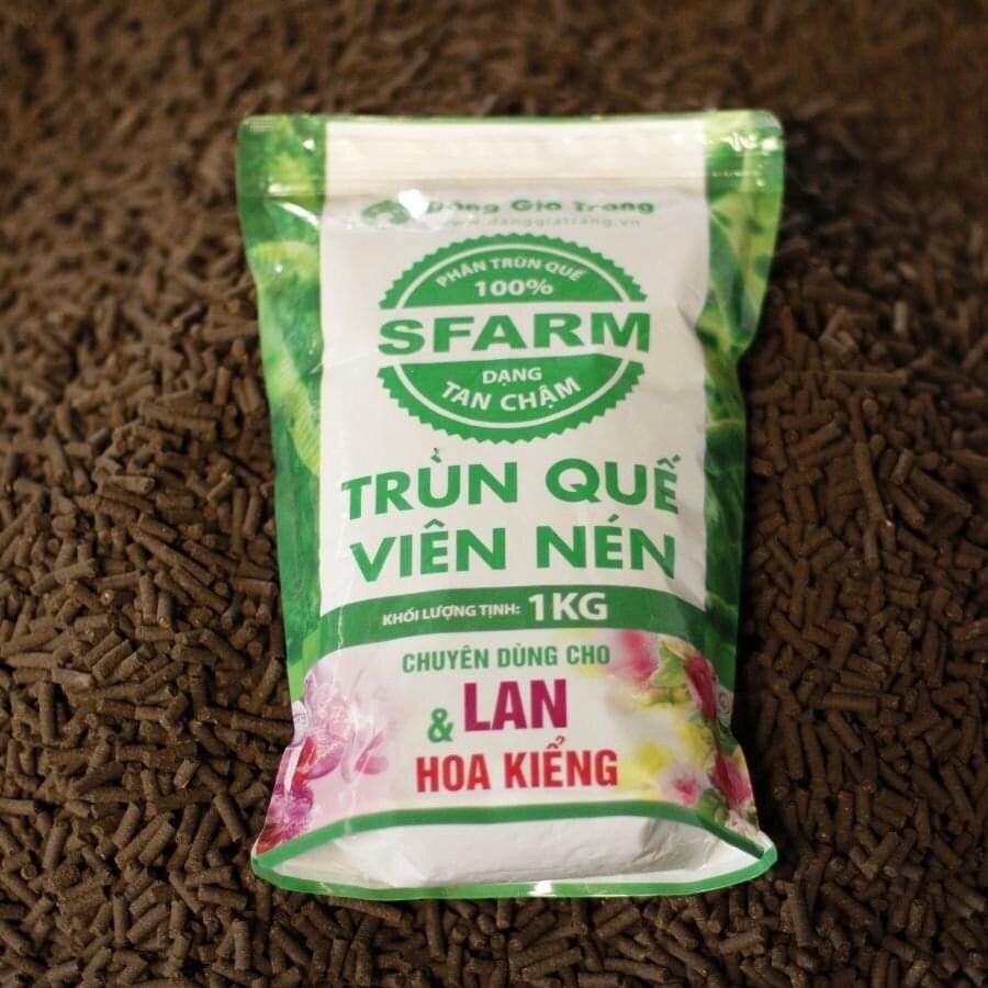Phân trùn quế viên nén dạng tan chậm sfarm gói 1kg