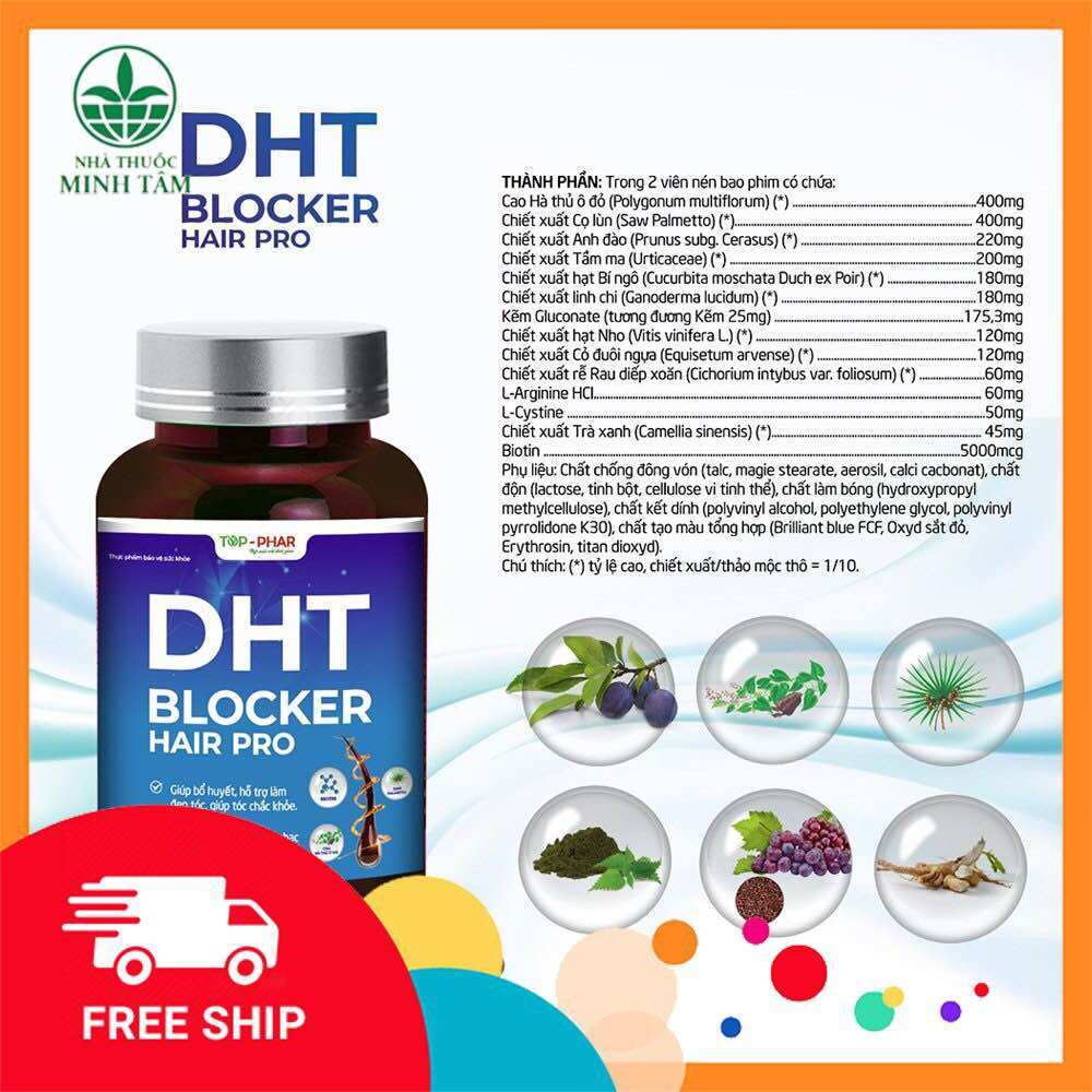 DHT BLOCKER HAIR PRO 60 viên Chống DHT - Mọc tóc - Giảm Rụng-chống Bạc Sớm