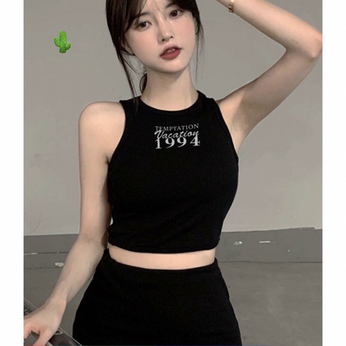 ÁO SÁT NÁCH IN CHỮ CROPTOP FORM 45KG(PC)