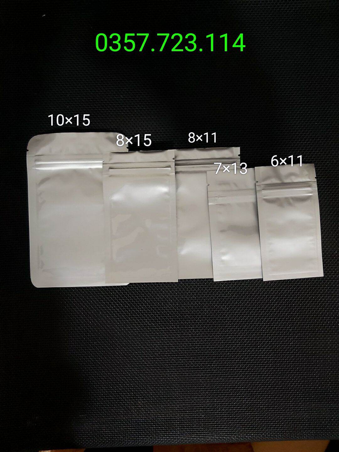 Gói 100c túi zip nhôm 2 mặt bạc chọn sizeđ