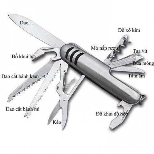 Dụng cụ dao đa năng 11 món Victorinox survival gấp xếp gọn cao cấp mini bỏ túi sinh tồn đi phượt rừn