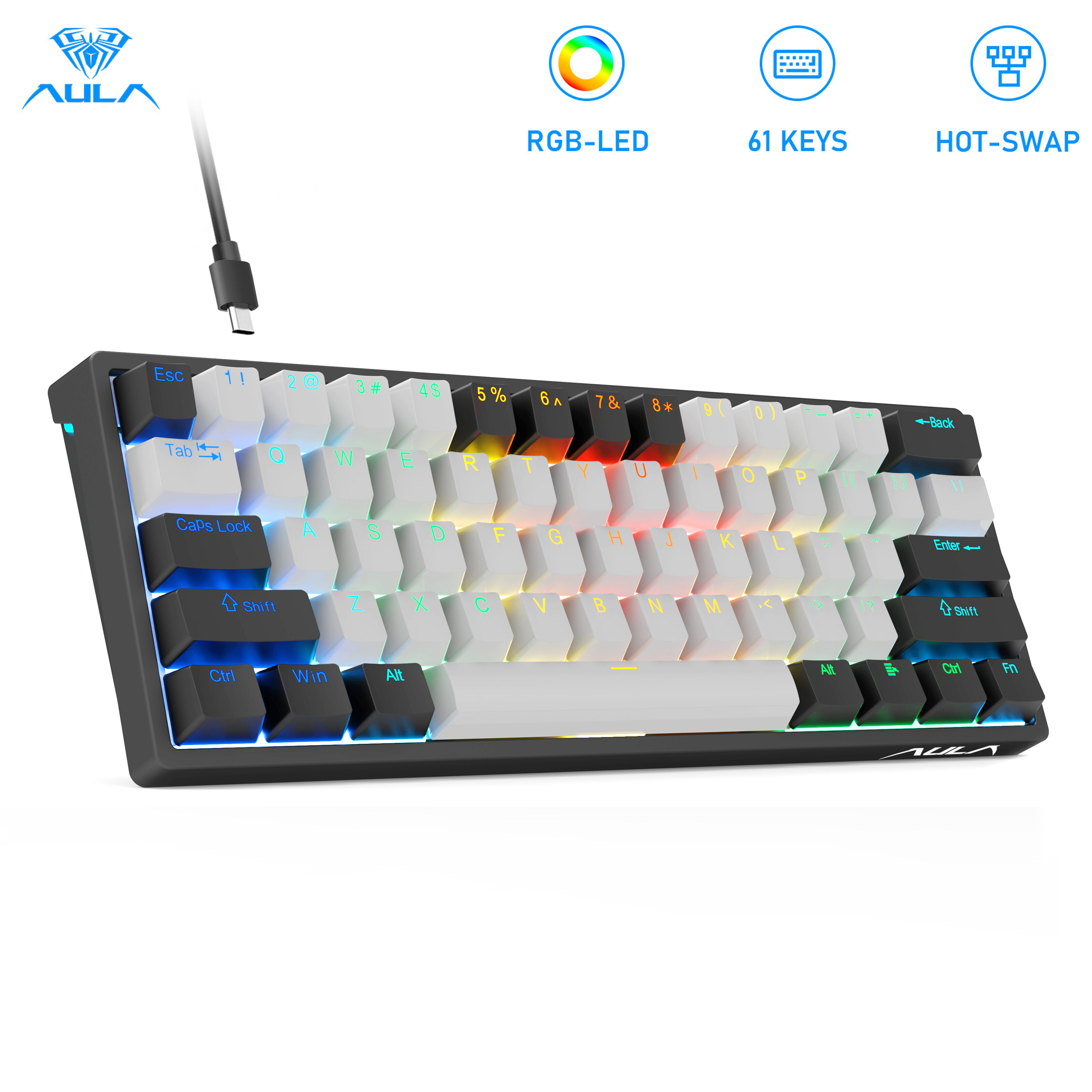 Aula F3261 cơ khí Gamer bàn phím macro Bàn phím Hotswap chơi game Bàn phím cho máy tính bảng 60 phần