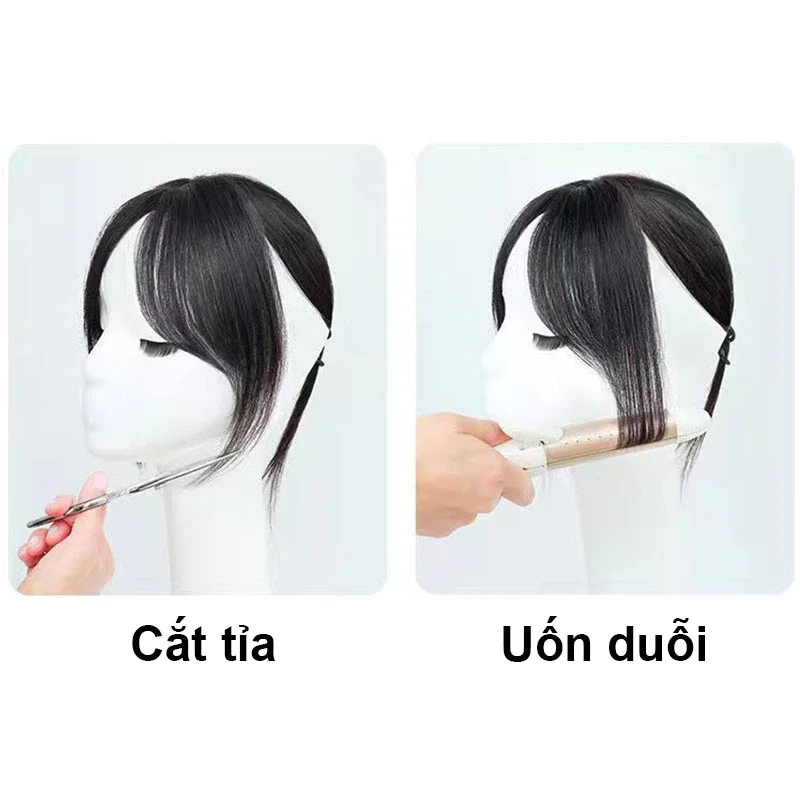 Tóc mái phủ 4D layer tóc thật cao cấp mái lơi phủ 4d