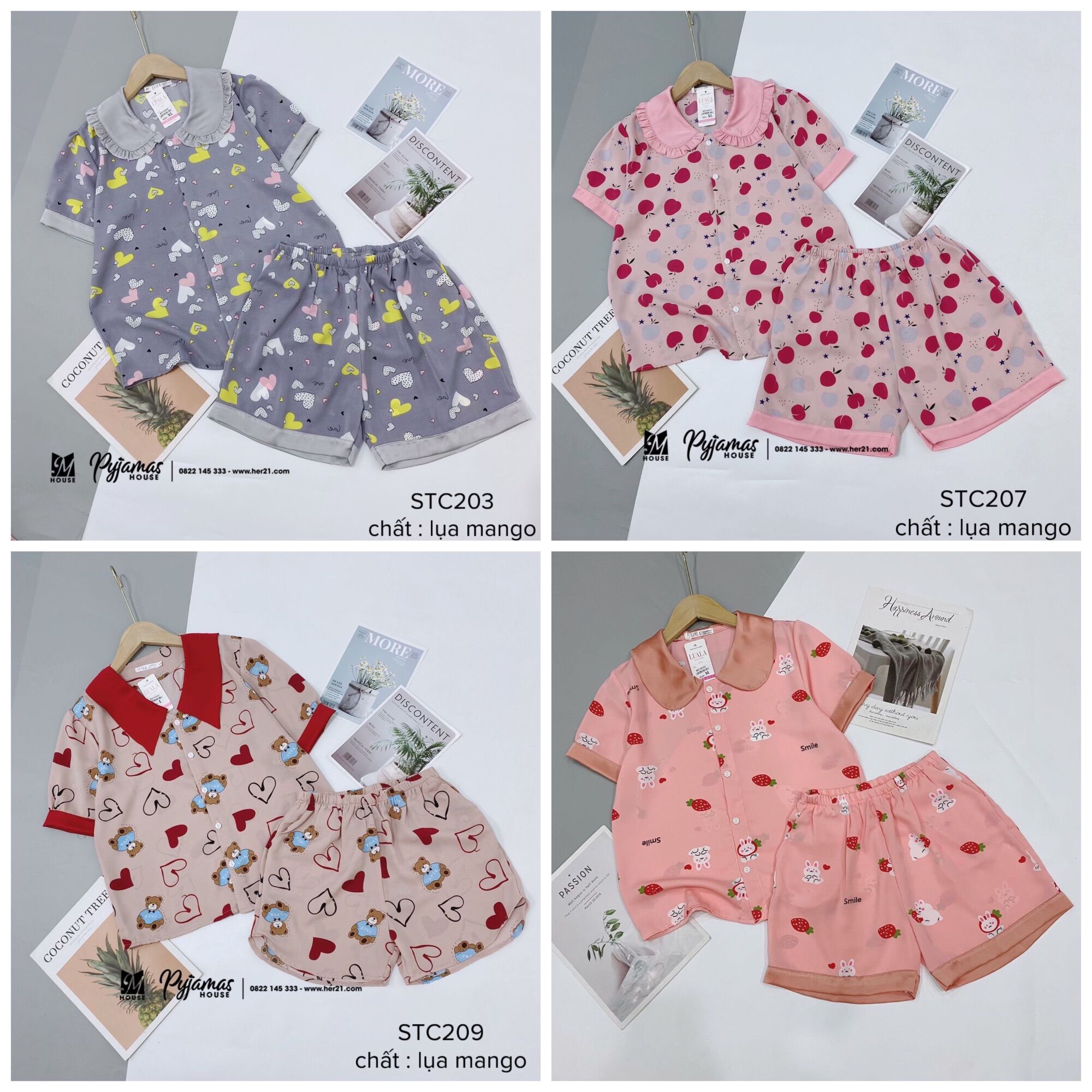 Đồ ngủ pijama quần cộc tay ngắn , siêu xinh, lụa satin mềm mát - đồ bộ mặc nhà siêu mát