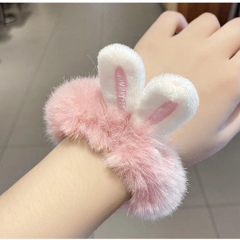 Dây buộc tóc tai thỏ lông mềm siêu cute (set 2 cái)