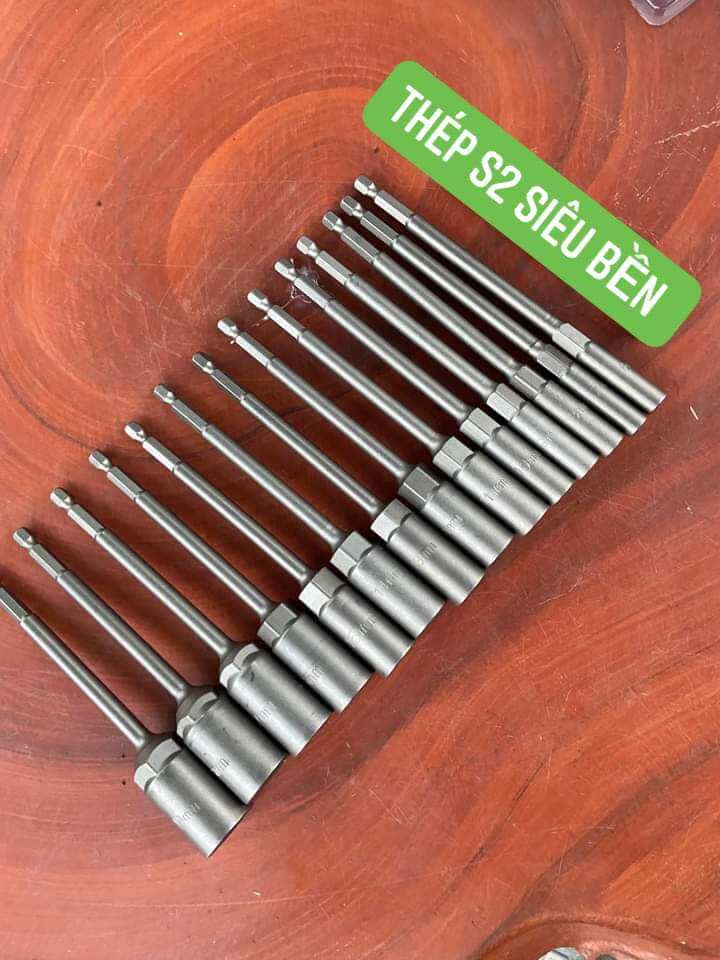Bộ14 đầu chụp bulông dài 15cm 6-7-8-9-10-11-12-13-14-15-16-17-18-19mm.