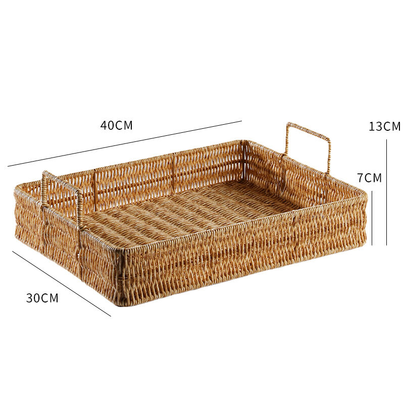 Hộp Đựng Đồ Trang Trí Nhà Bếp Kiểu Nhật, Khay Đựng Đồ Ăn, Giỏ Đựng Bánh Mì, Khay Đựng Đồ Dùng Nhà Bếp, Đan Bằng Tre Giả, Phòng Khách, Giỏ Đựng Trái Cây