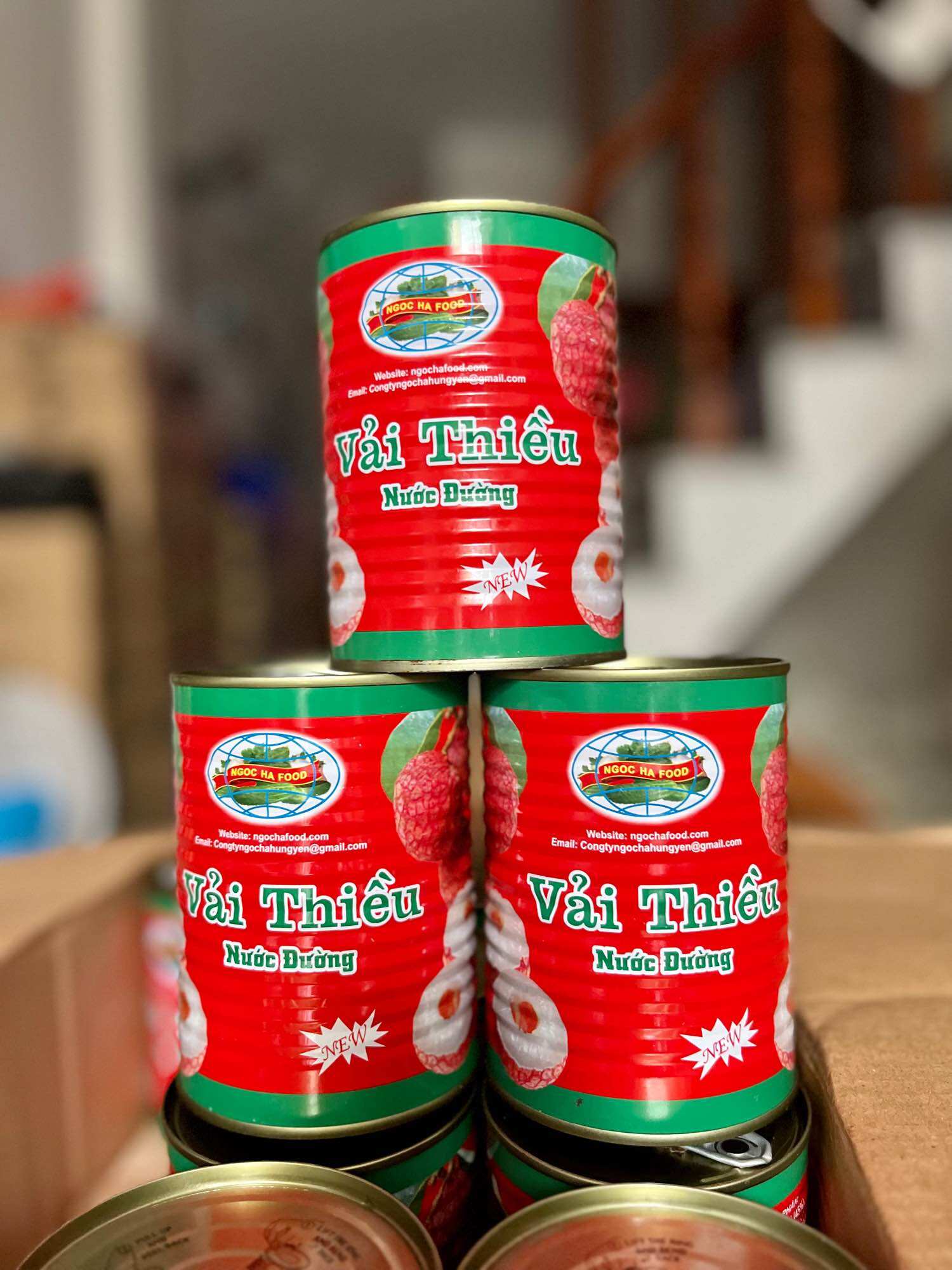 Vải Thiều Nước Đường Ngọc Hà đỏ lon 565gram
