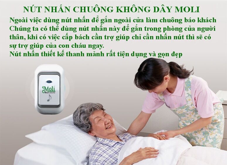 Bộ 1 chuông cửa không dây 2 nút bấm MOLI.