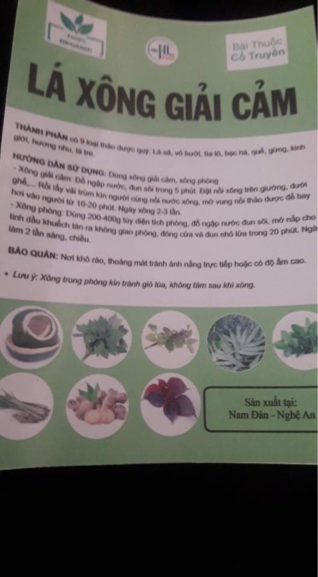 Lá xông giải cảm