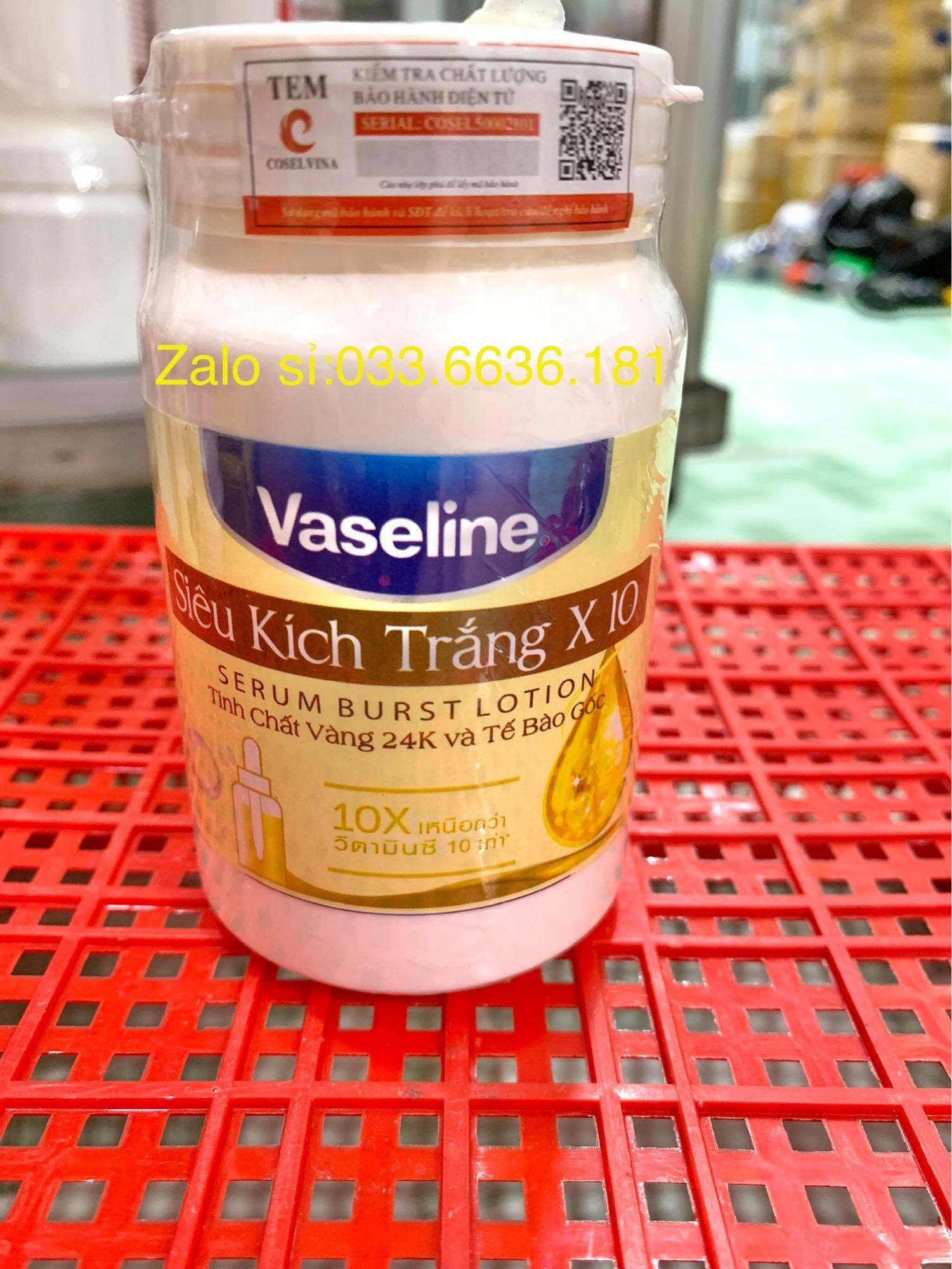 Kem kích trắng x10 vaseline Thái Lan trắng ban ngày hủ 250g (màu vàng)