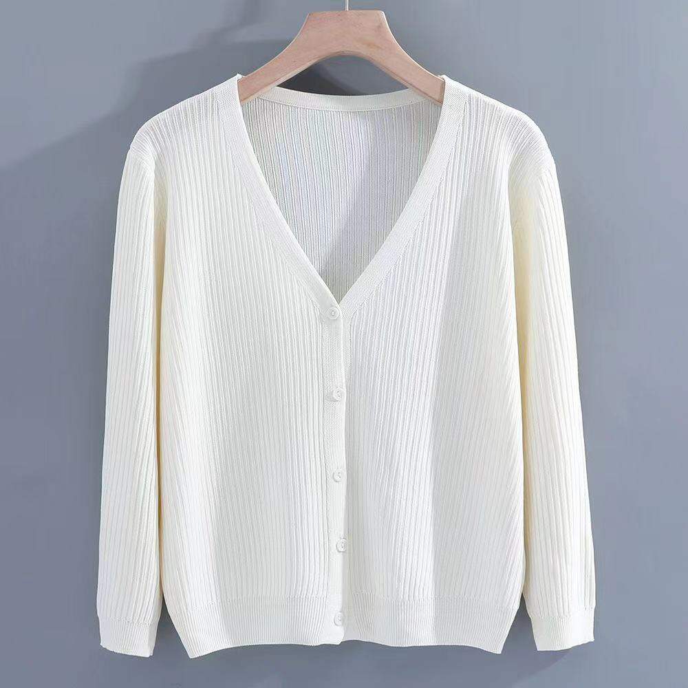 Áo Khoác Ngoài Mùa Hè Chống Nắng Ice Lụa Dệt Kim Áo Khoác Cardigan Nữ Áo Sơ Mi Ngắn Điều Hòa Không K