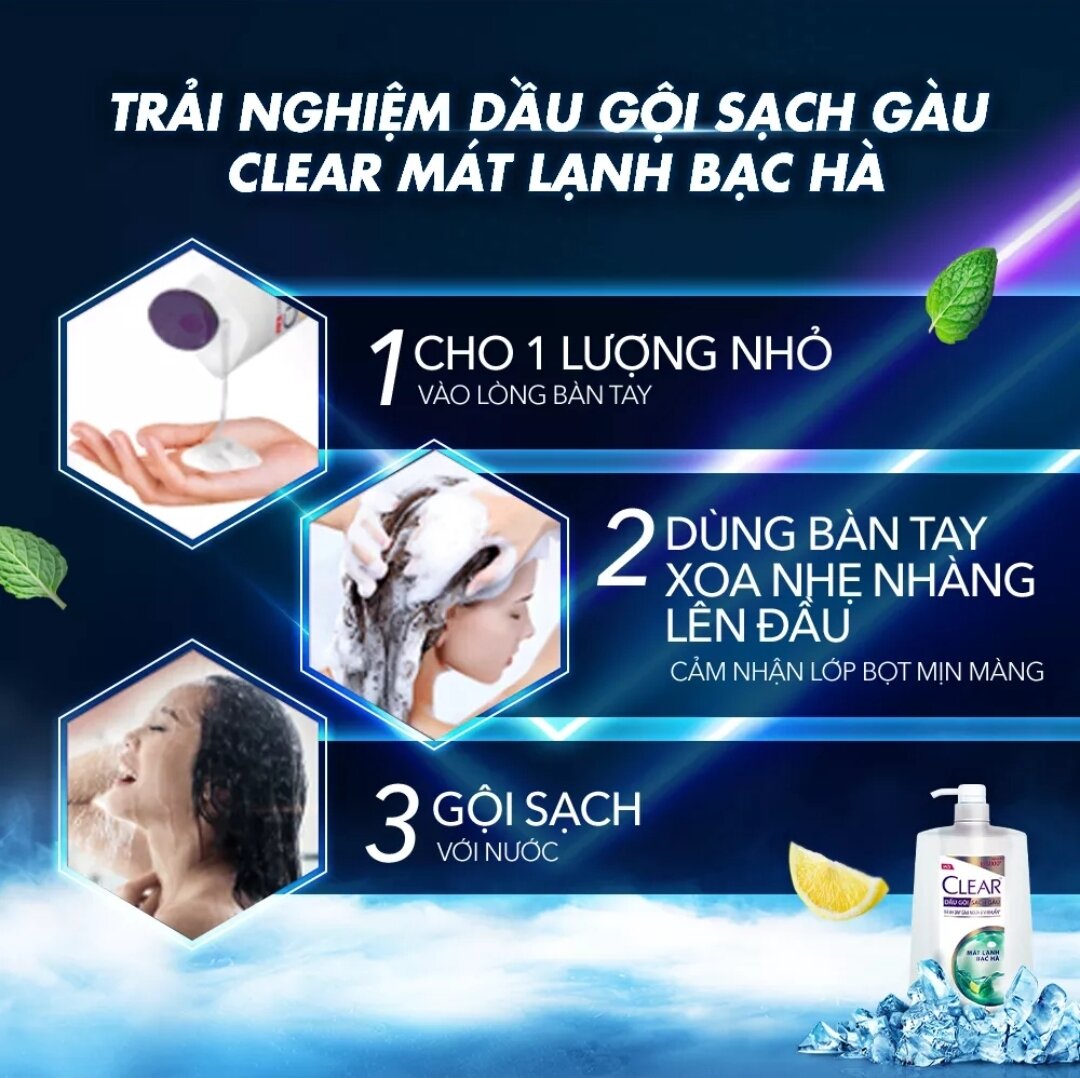 Dầu Gội Clear Bạc Hà Mát Lạnh 1.4kg