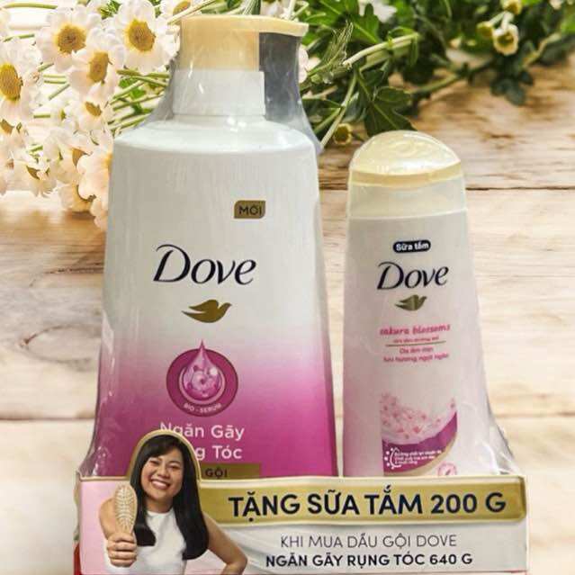 Dầu gội Dove ngăn rụng tóc 640g tặng sữa tắm 200g