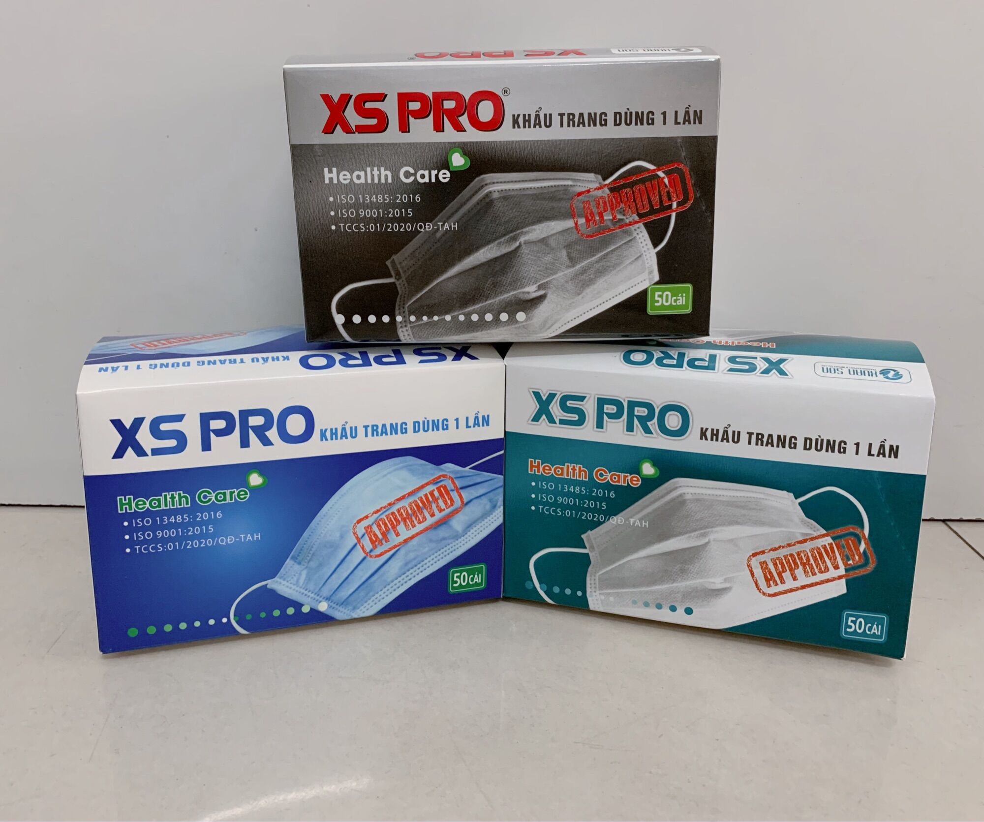 Khẩu trang y tế 4 lớp xs pro hộp 50 cái, nhiều màu lựa chọn không xù lông