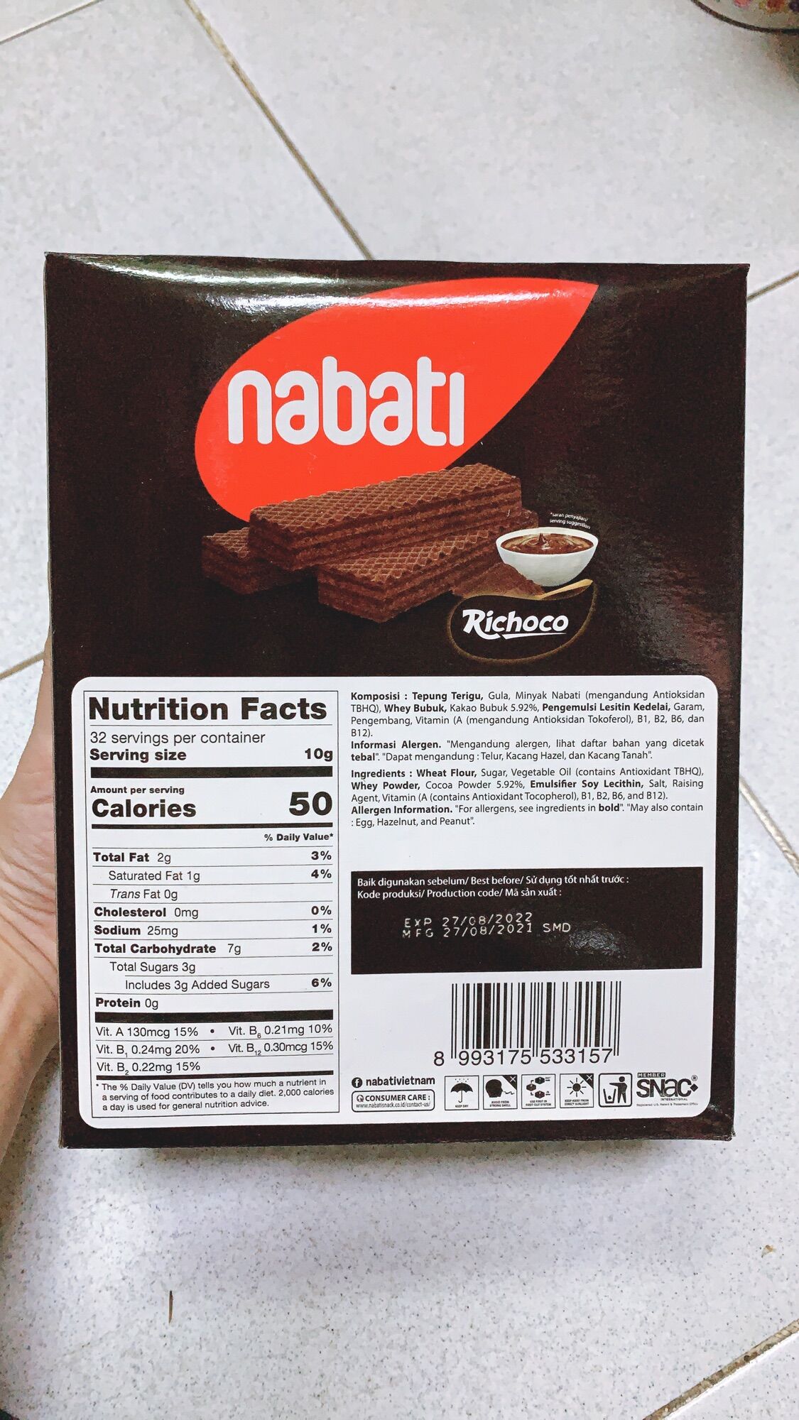 [Date2022] Bánh xốp socola Nabati 320g (20*16g)