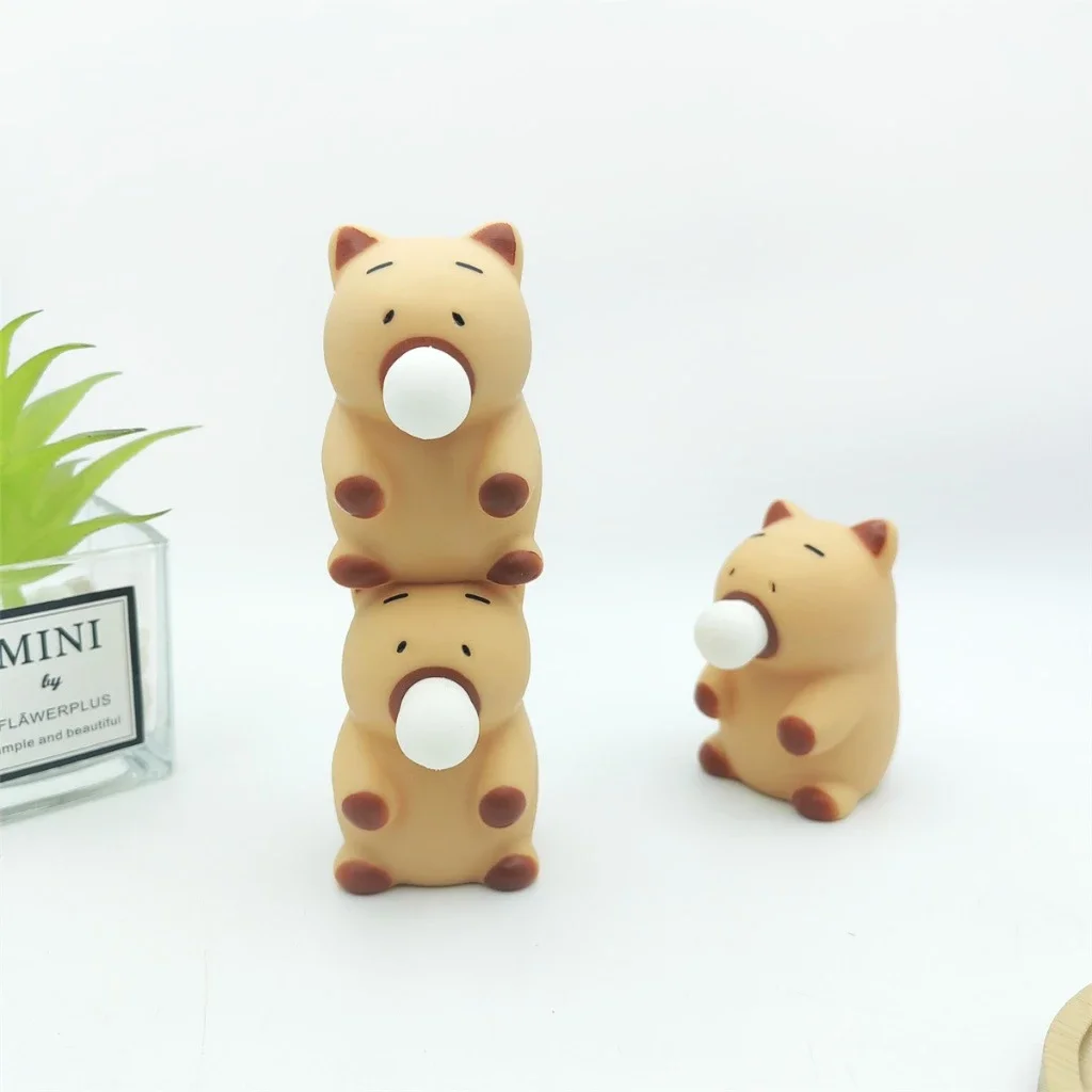 Gấu chuột lang capybara bóp squishy thổi bong bóng, thổi kẹo singum, con mắt chớp chớp halloween