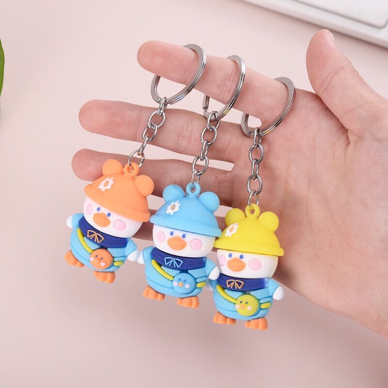 Móc khoá vịt đeo cặp đội nón