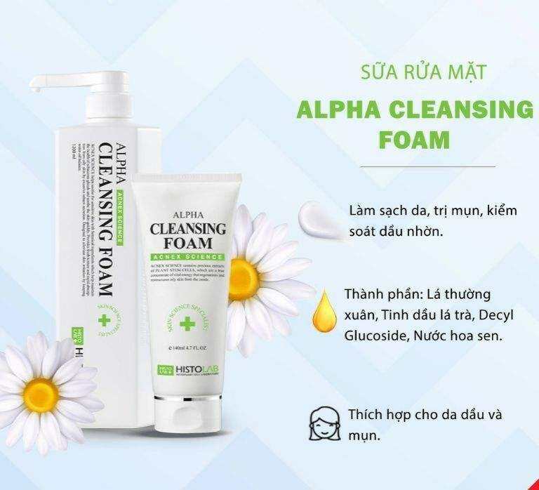 Sữa rửa mặt cho da dầu mụn Alpha Cleansing Foam Histolab chính hãng Hàn Quốc