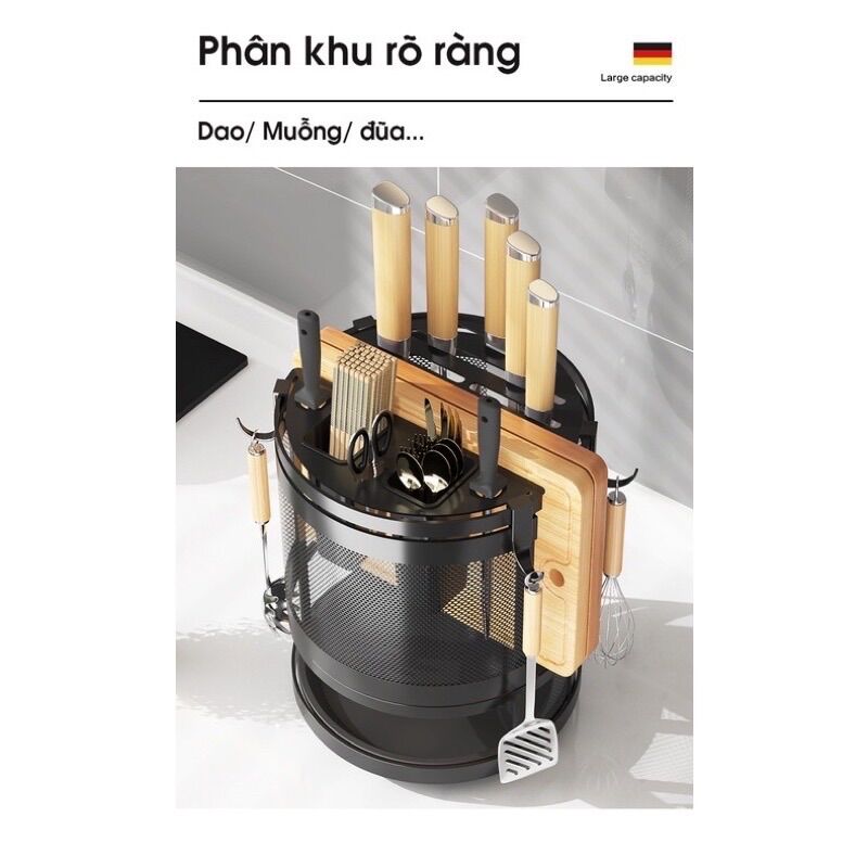 Kệ Để Dao Thớt Đũa Xoay 360 Độ