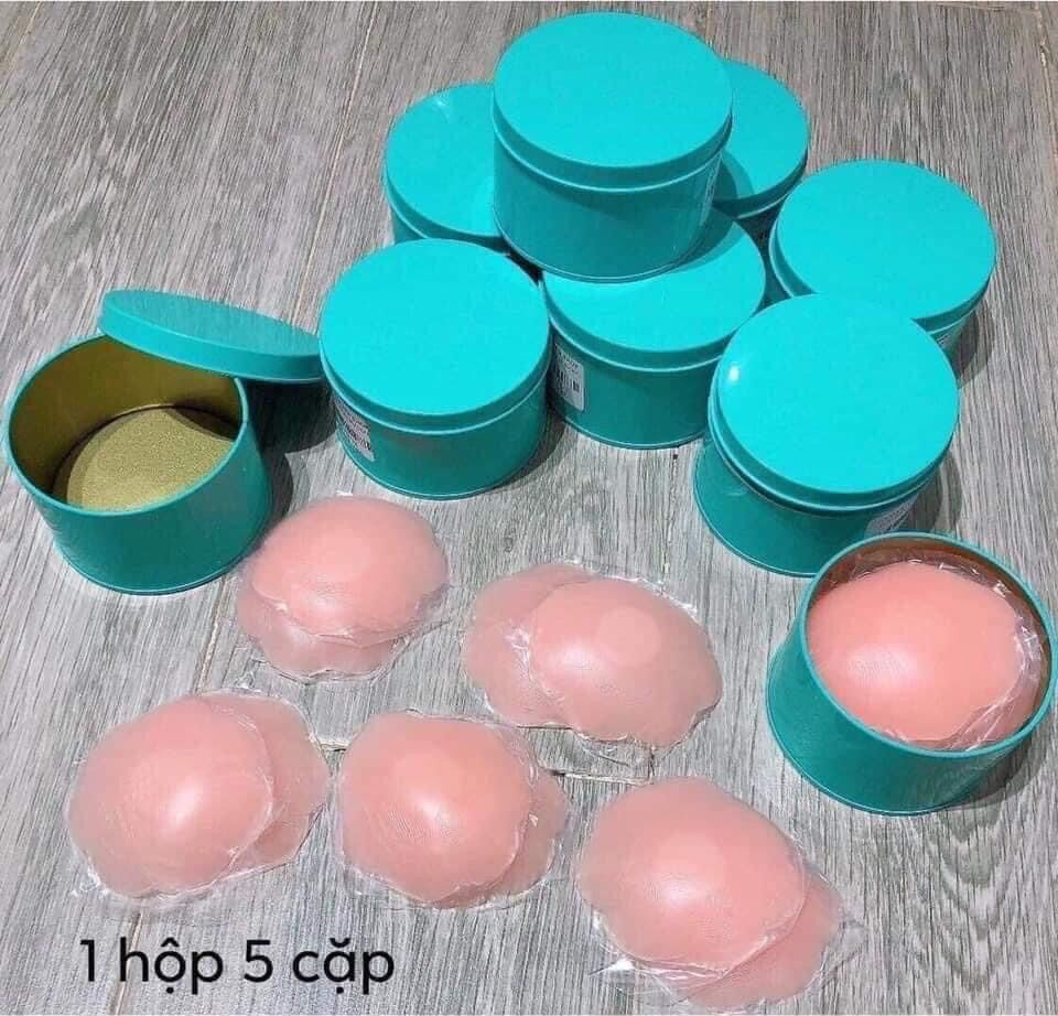 Hộp xanh 5 đôi miếng dán nhũ hoa, dán ti silicon