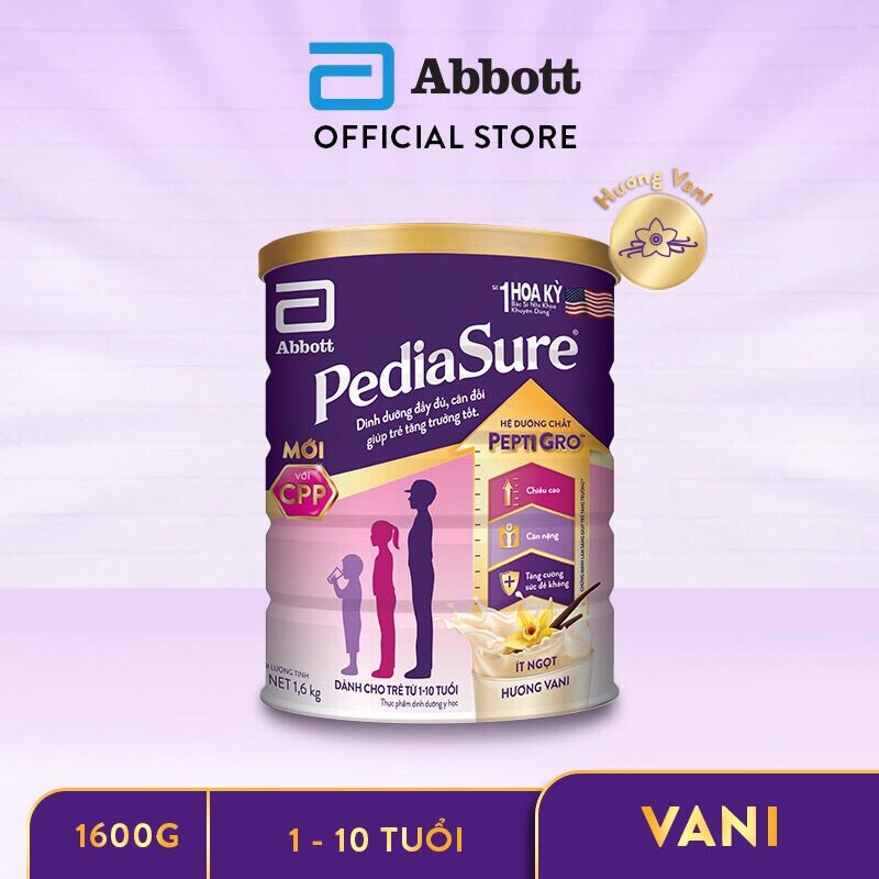 Sữa bột pediasure vani ít ngọt 1,6kg