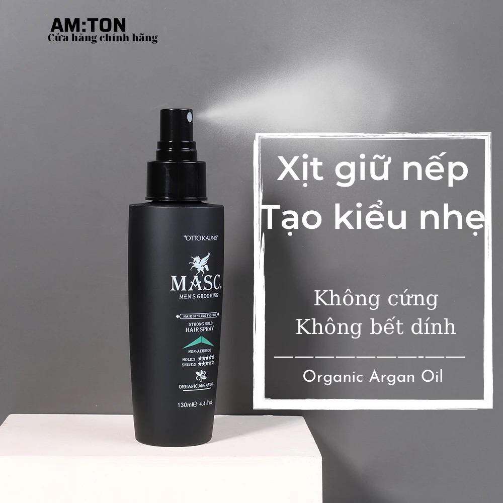 Xịt tóc giữ nếp MASC 130ml. Organic argan oil- không gây cứng, không gây bết dính tóc.