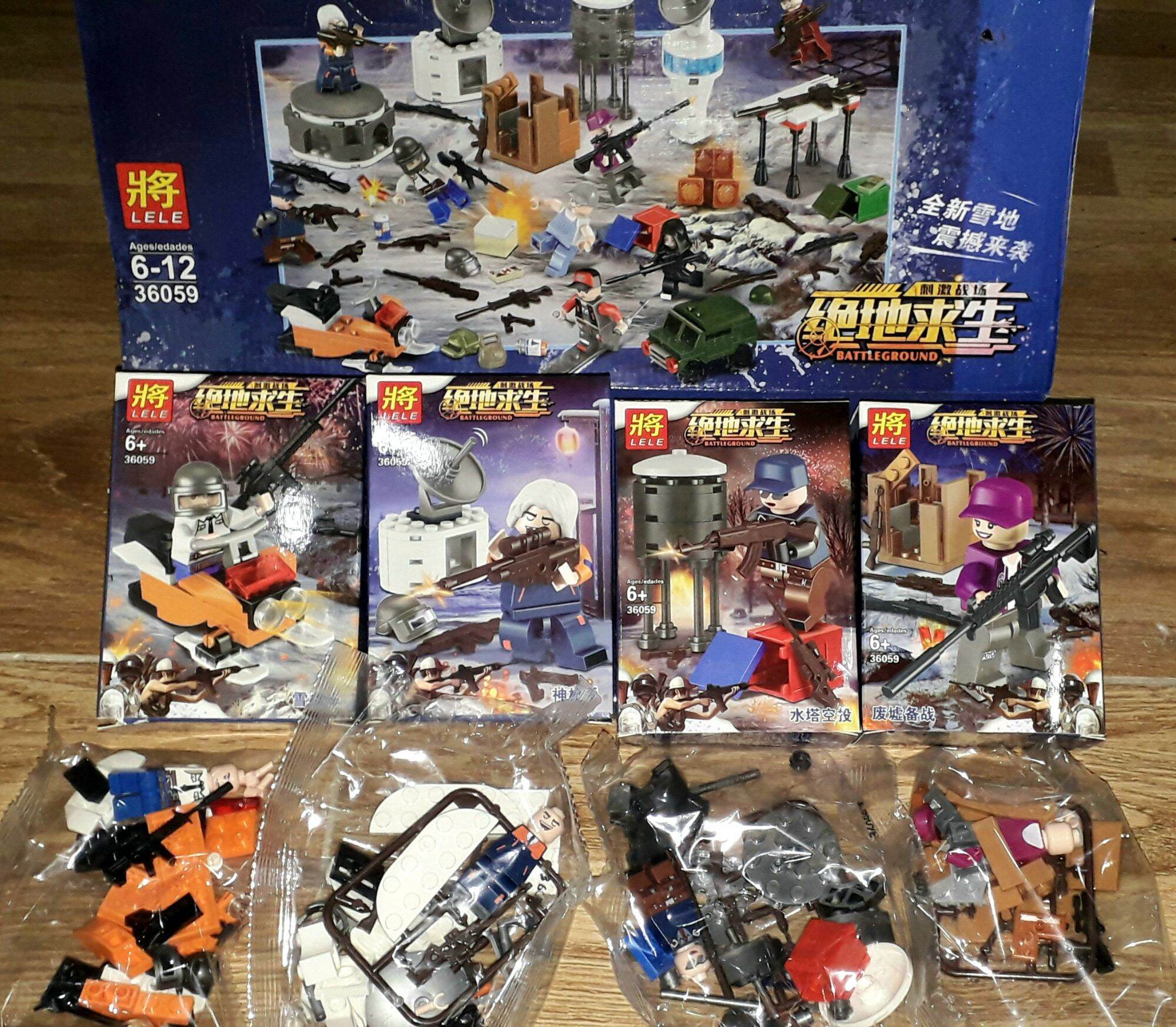 Lắp ráp 1 hộp Lego_Pubg 36059 có nhiều chi tiết bằng nhựa rất đẹp