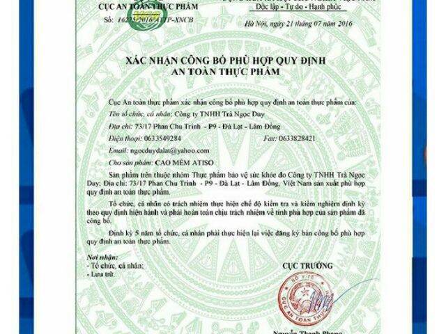 1 hộp cao nước atiso Ngọc Duy Đà Lạt