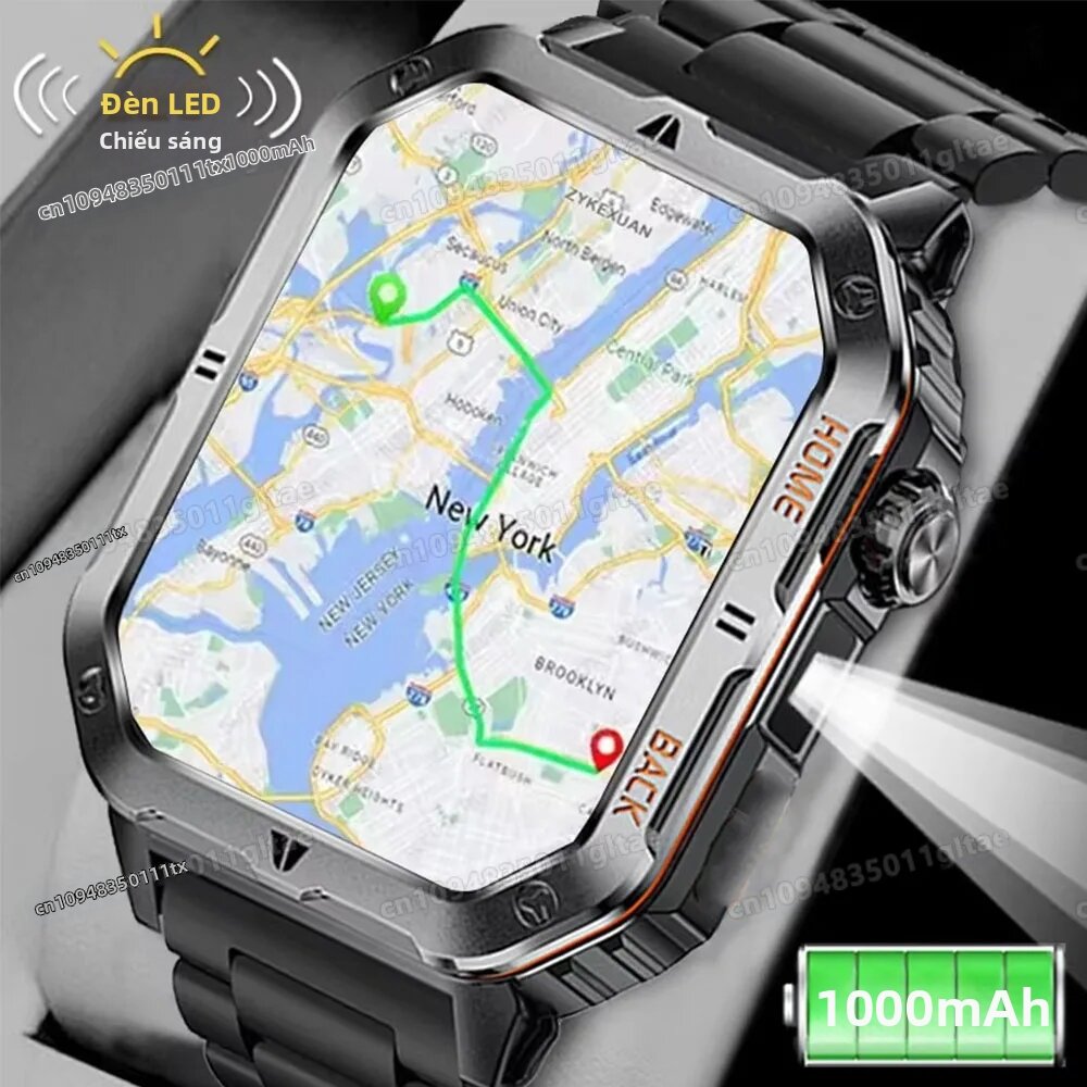 Đồng Hồ Thông Minh Quân Đội Dành Cho Nam, GPS, Bluetooth, Gọi Điện, Màn Hình AMOLED 2.01′, Chống Nước 3ATM, Tích Hợp La Bàn Và Theo Dõi Thể Dục HT30