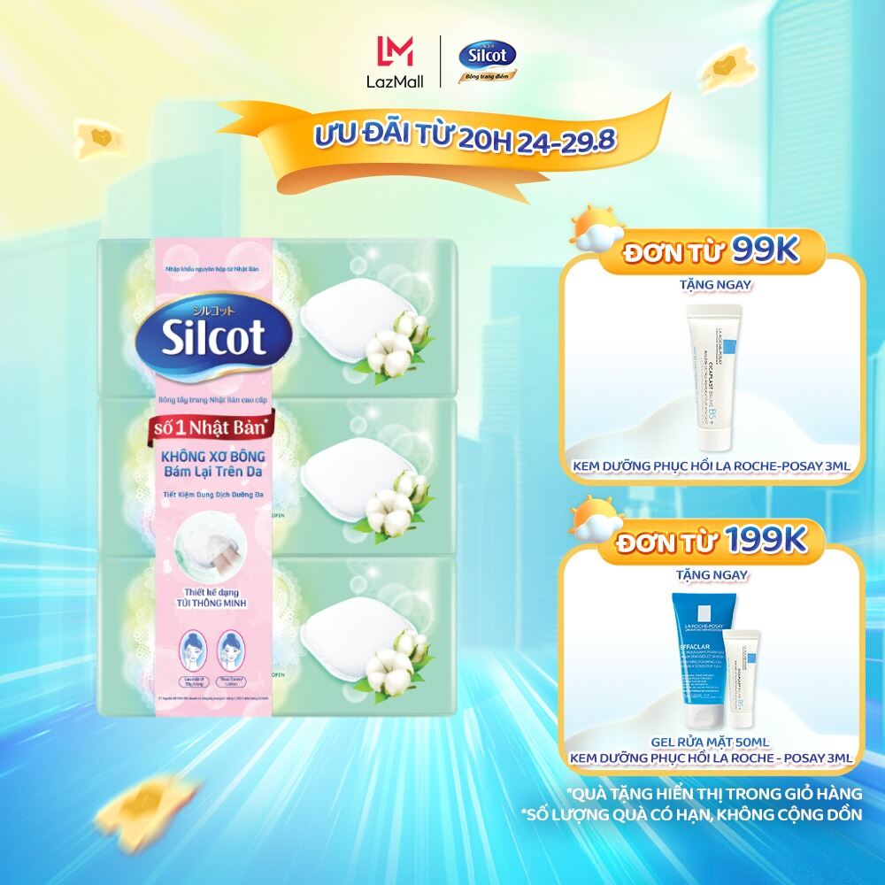 Combo 3 Bông tẩy trang cao cấp Silcot Premium hộp 66 miếng