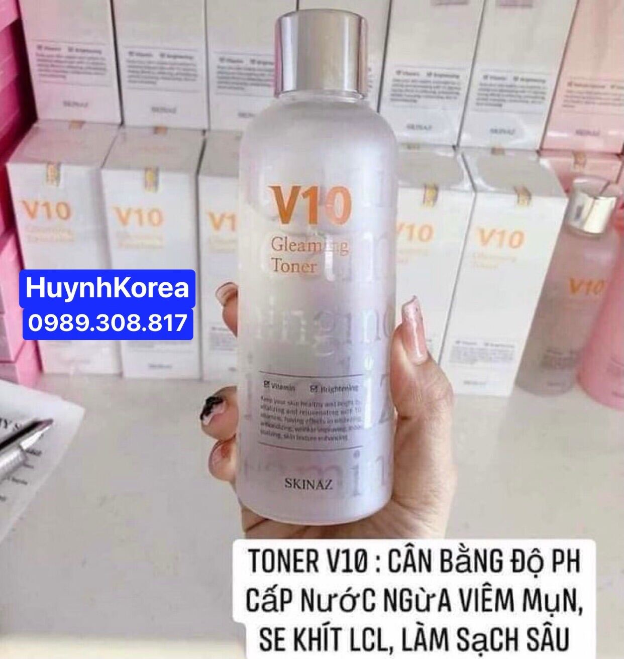 Nước Hoa Hồng V10 Skinaz 180 Ml Làm Sạch Sâu Cân Bằng Ph Giúp Da Sáng Khỏe