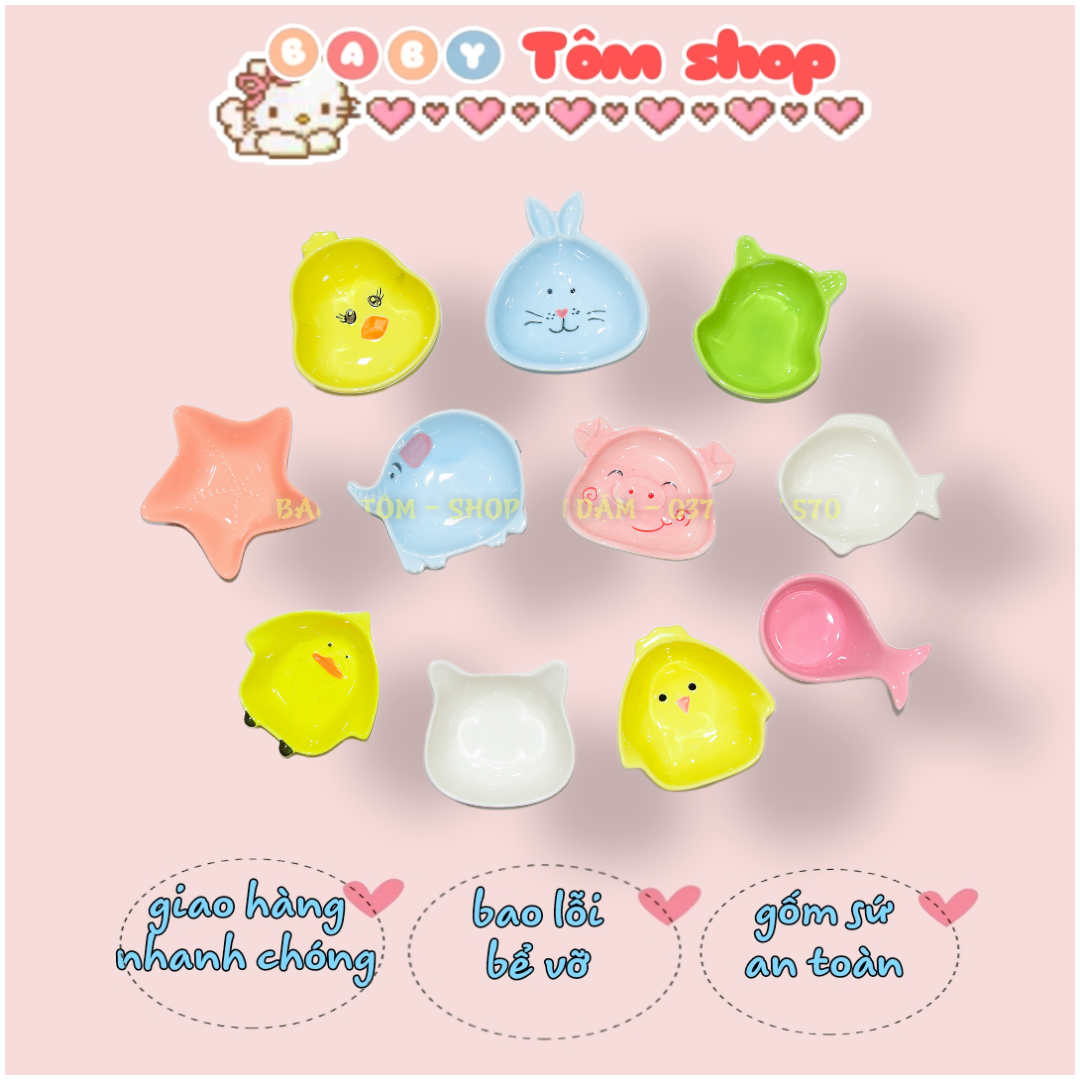 Bát ăn dặm gốm sứ hình con vật, củ quả ngộ nghĩnh(BÁT NHỎ) NCC Baby Tôm, chén bát ăn dặm kiểu Nhật,an toàn,đáng yêu