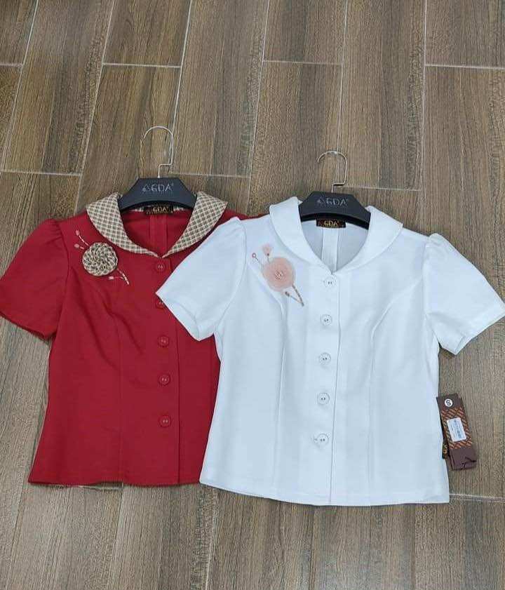 Áo công sở nữ thiết kế cổ lá sen tay ngắn full size 3566