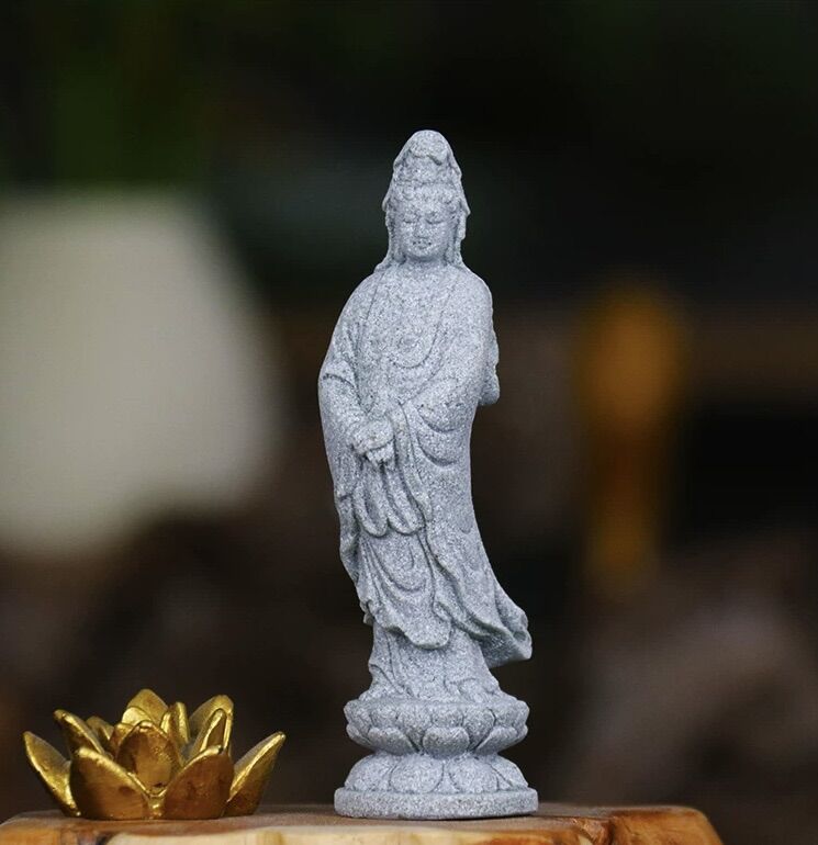 Tượng Quan Âm cao 10cm trang trí bể cá, tiểu cảnh, non bộ, bonsai