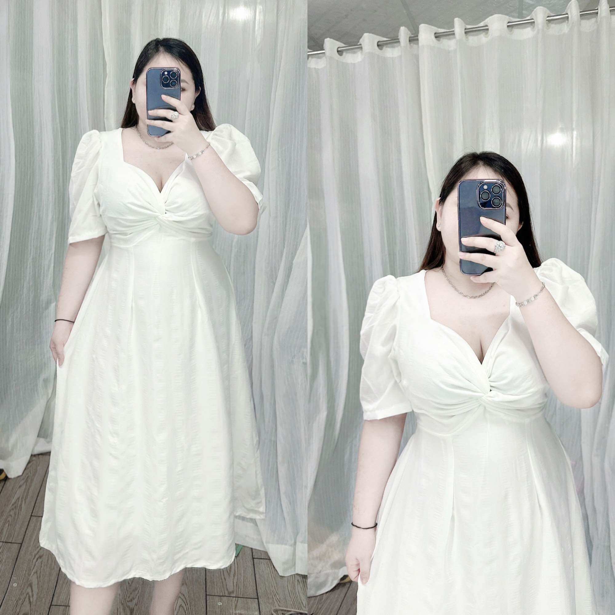 [Bigsize 65-85kg] Đầm xốp chéo ngực