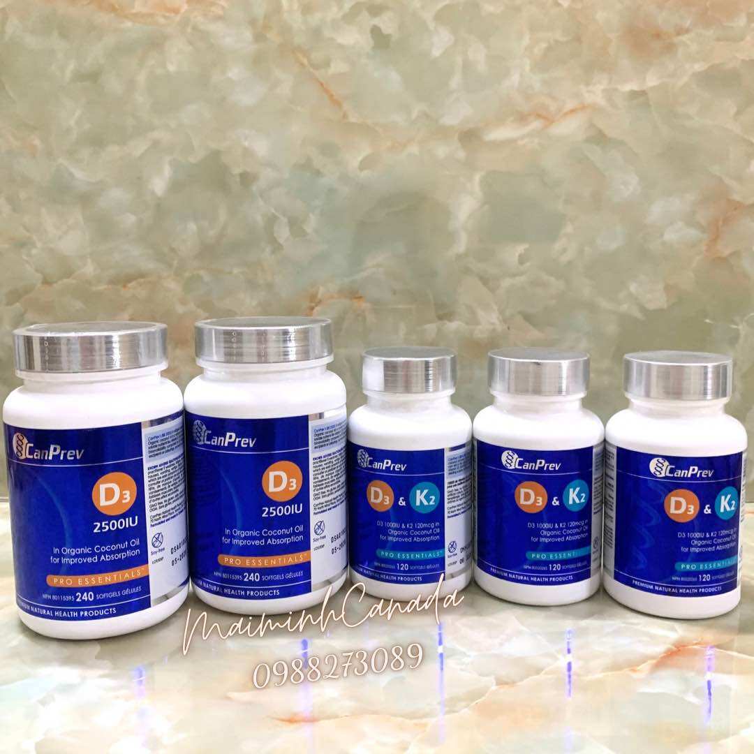 Viên uống Vitamin D3 & K2 Canprev Canada 120 viên