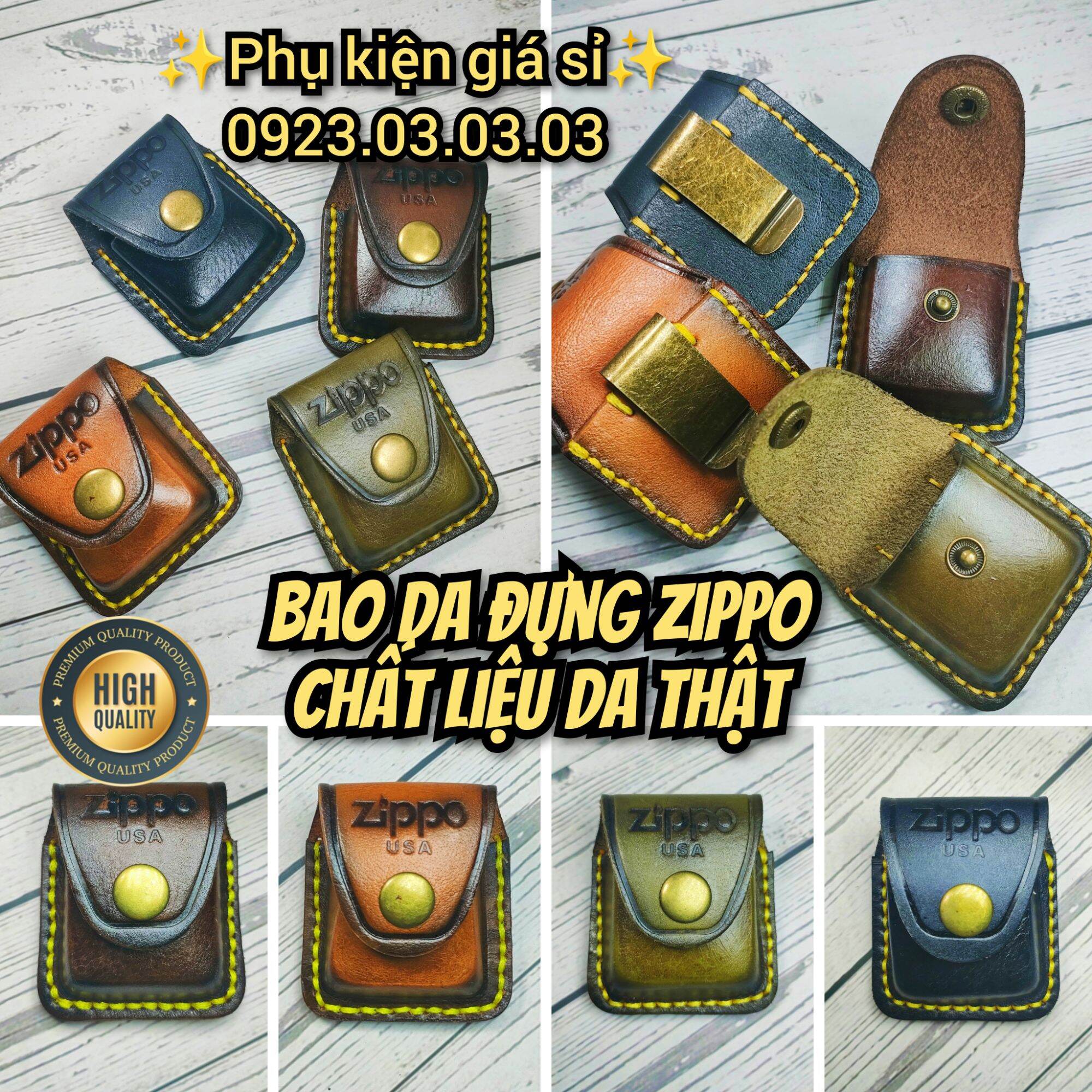 Bao da đựng Zippo, chất liệu da thật cao cấp
