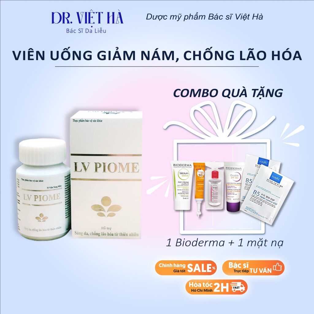 Lv piome- viên uống trắng da, giảm nám, chống lão hóa| bs hà da liễu khuyên dùng