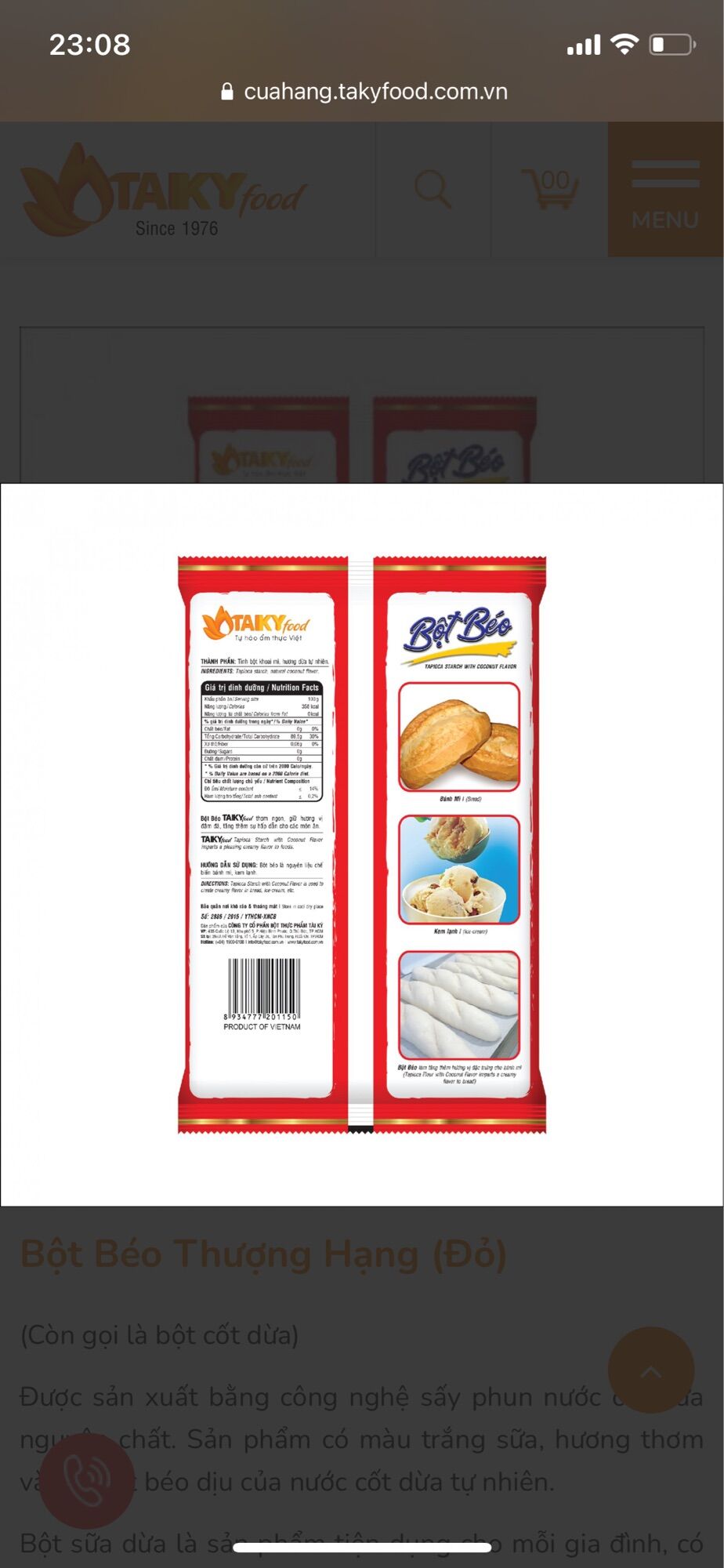 Bột Béo Đặc Biệt Tài Ký 1kg ( Bột nước cốt dừa)