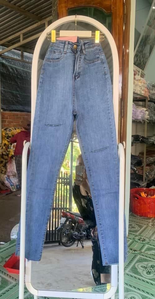 Jeans dài lưng cao co giãn rách PT