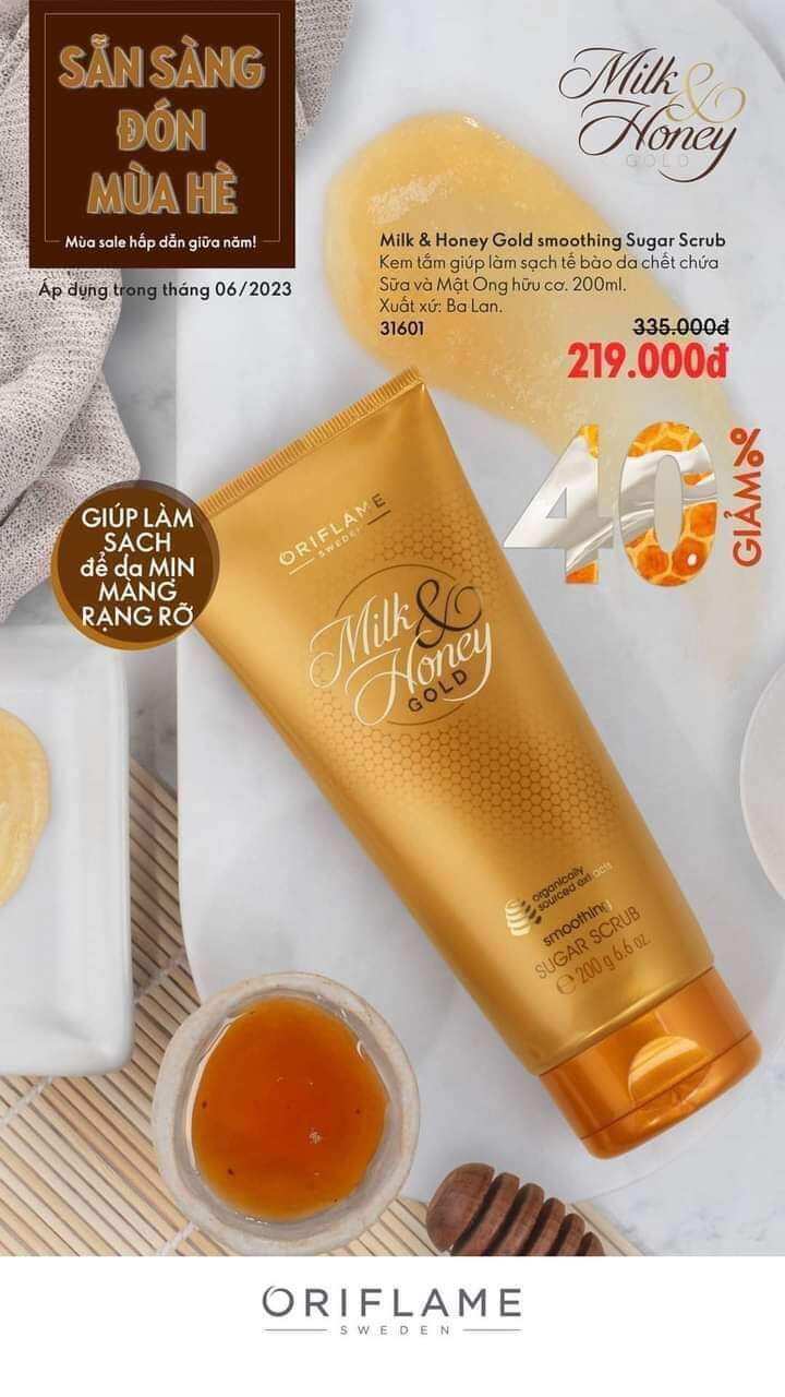 Tẩy tế bào da chết Toàn Thân Milk và Honey Gold Oriflame