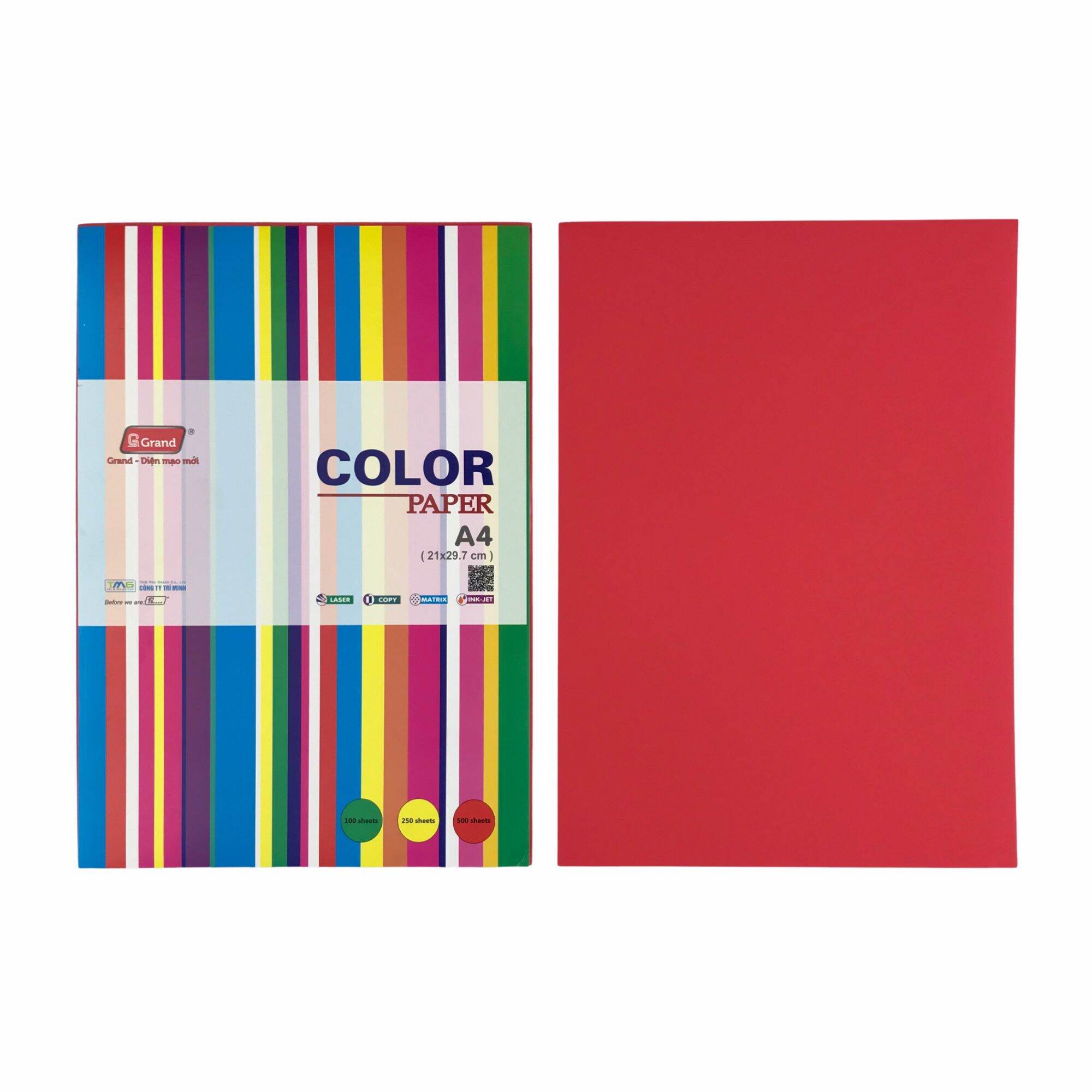 Giấy màu đỏ a4, tập 500 tờ