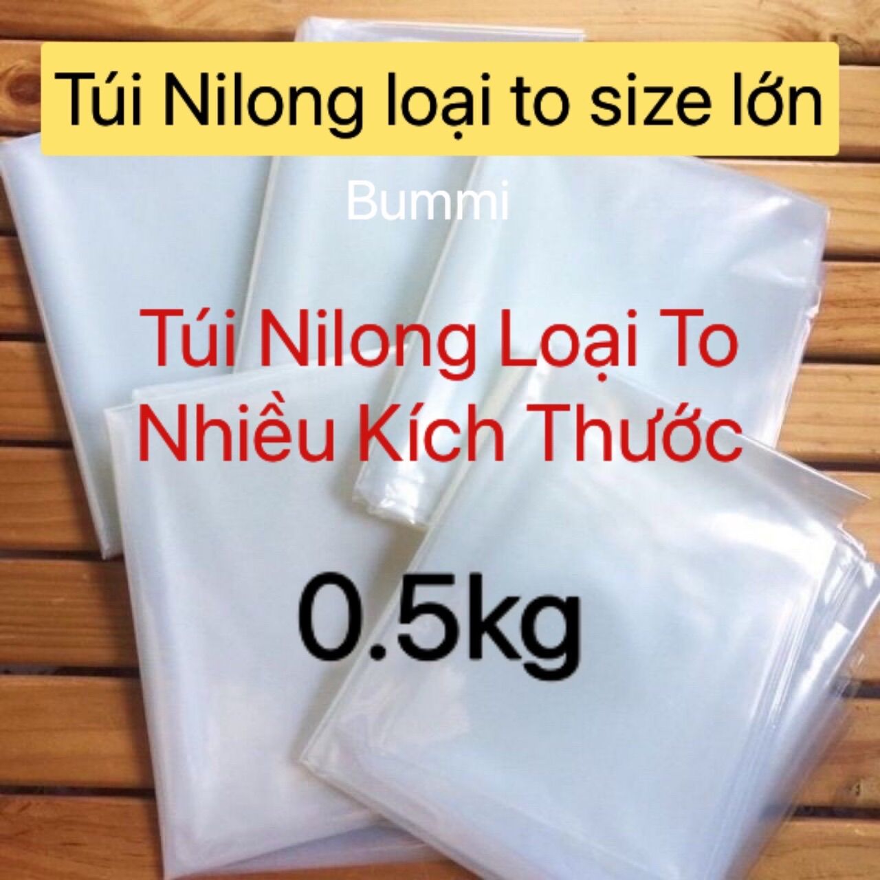 500g Túi Nilon loại to KHÔNG QUAI túi nhựa trong suốt túi PE (HCM)